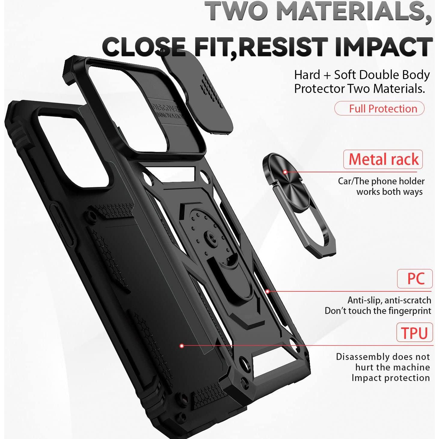 Funda SunStory para iPhone 14 Pro Max con Protector HD Negro