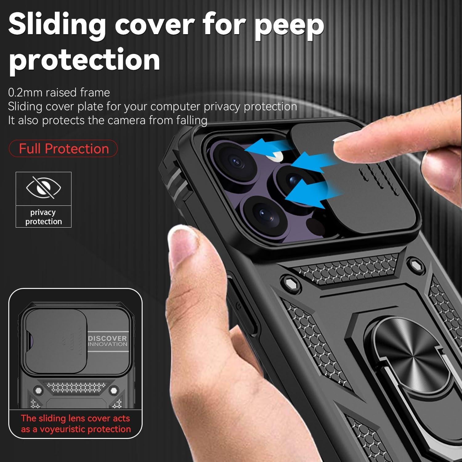 Funda SunStory para iPhone 14 Pro Max con Protector HD Negro