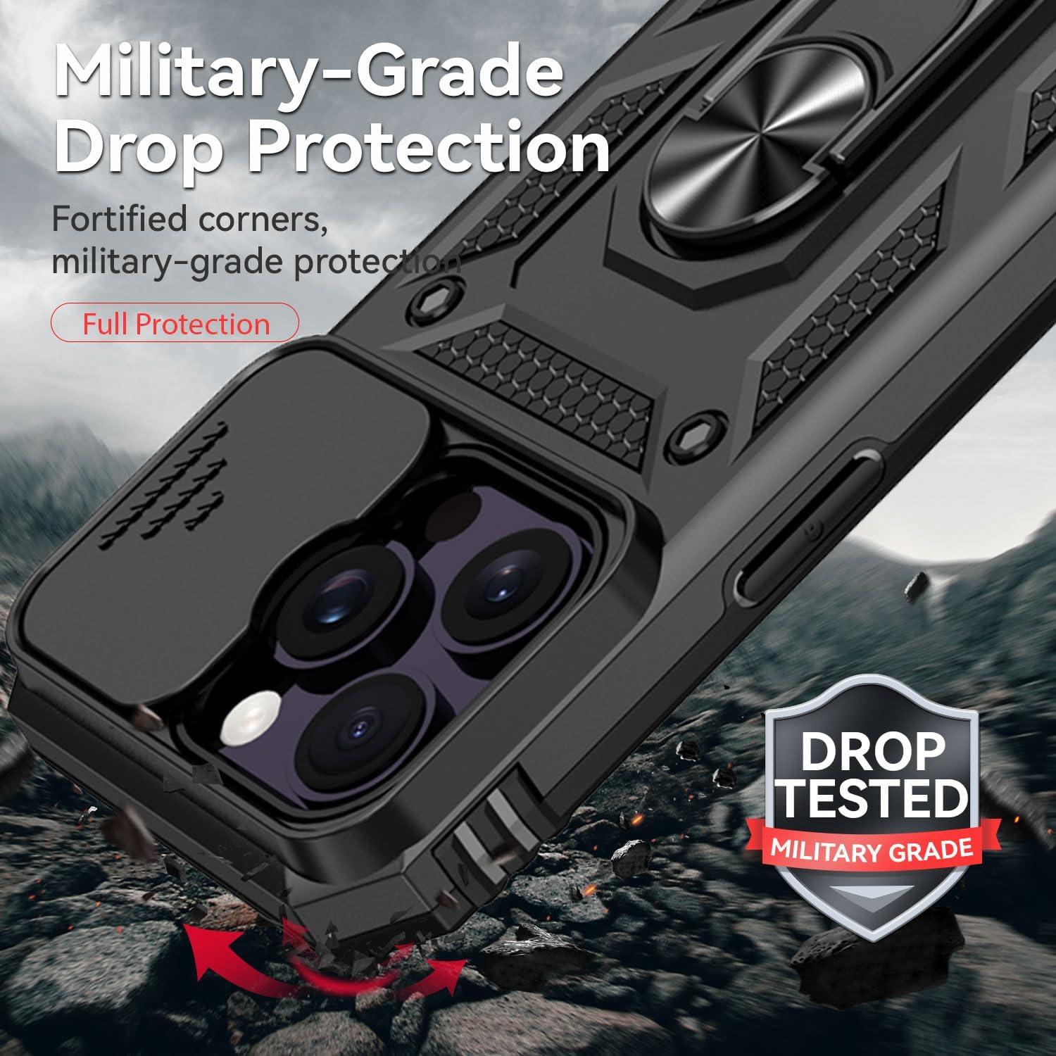 Funda SunStory para iPhone 14 Pro Max con Protector HD Negro