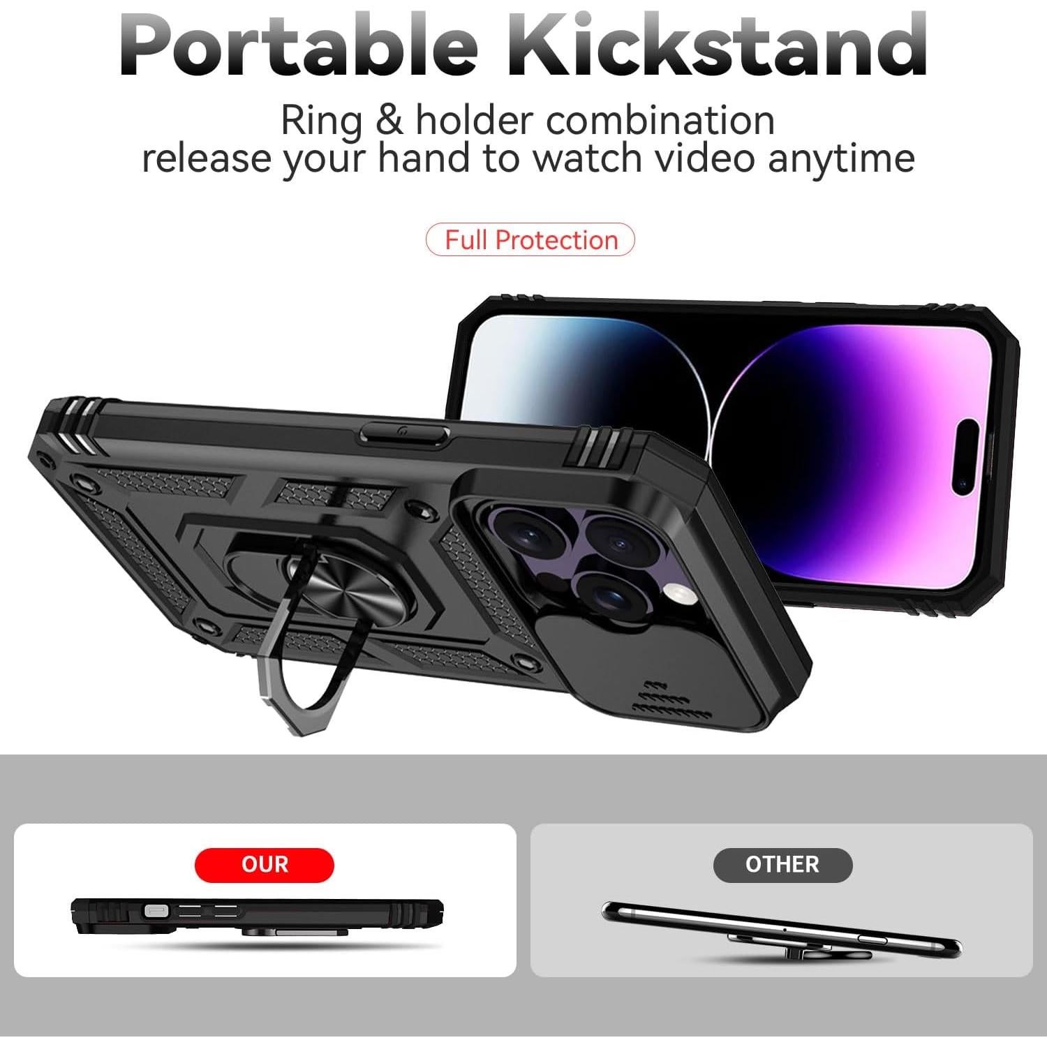 Funda SunStory para iPhone 14 Pro Max con Protector HD Negro