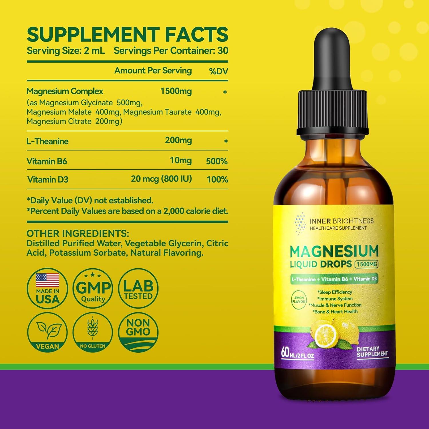 Glicinato de Magnesio Líquido Brillo Interno 1500mg Limón 60mL