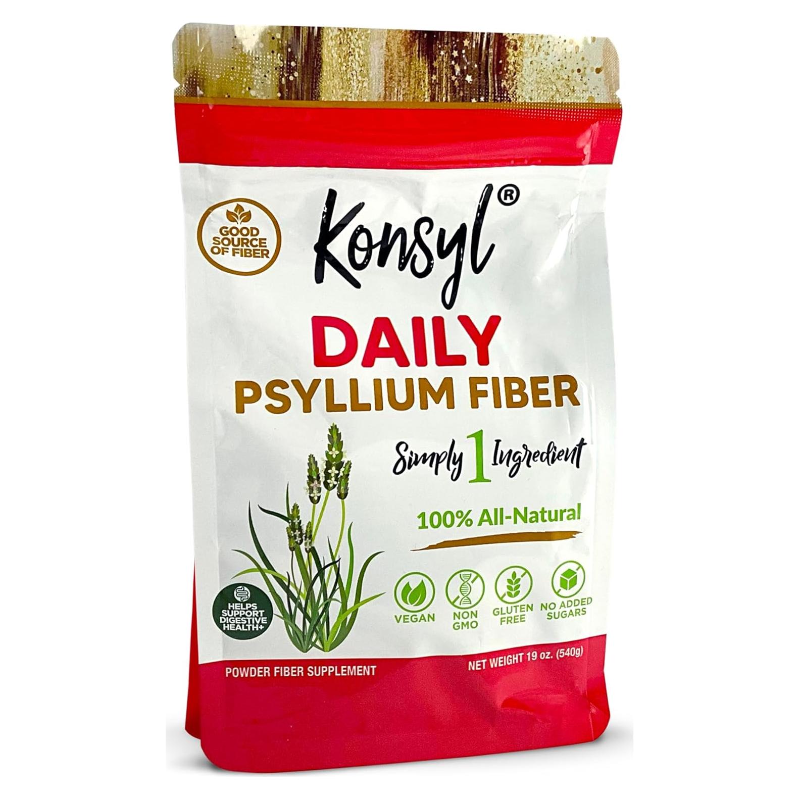 Konsyl Polvo de Fibra de Psyllium 540g | 100% Natural, Sin Azúcar