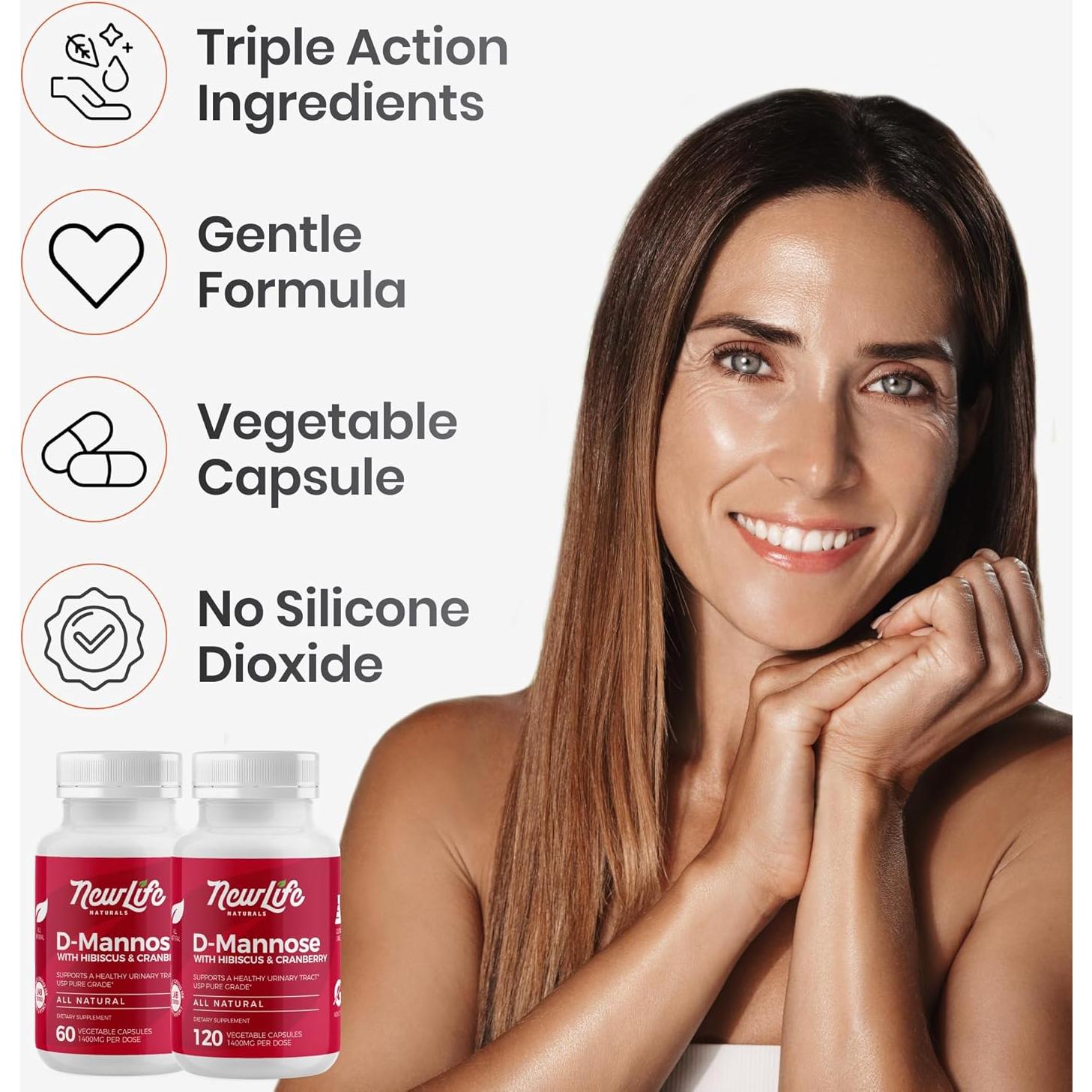 Cápsulas D-Mannose NewLife Naturals 1400mg 60 Unidades