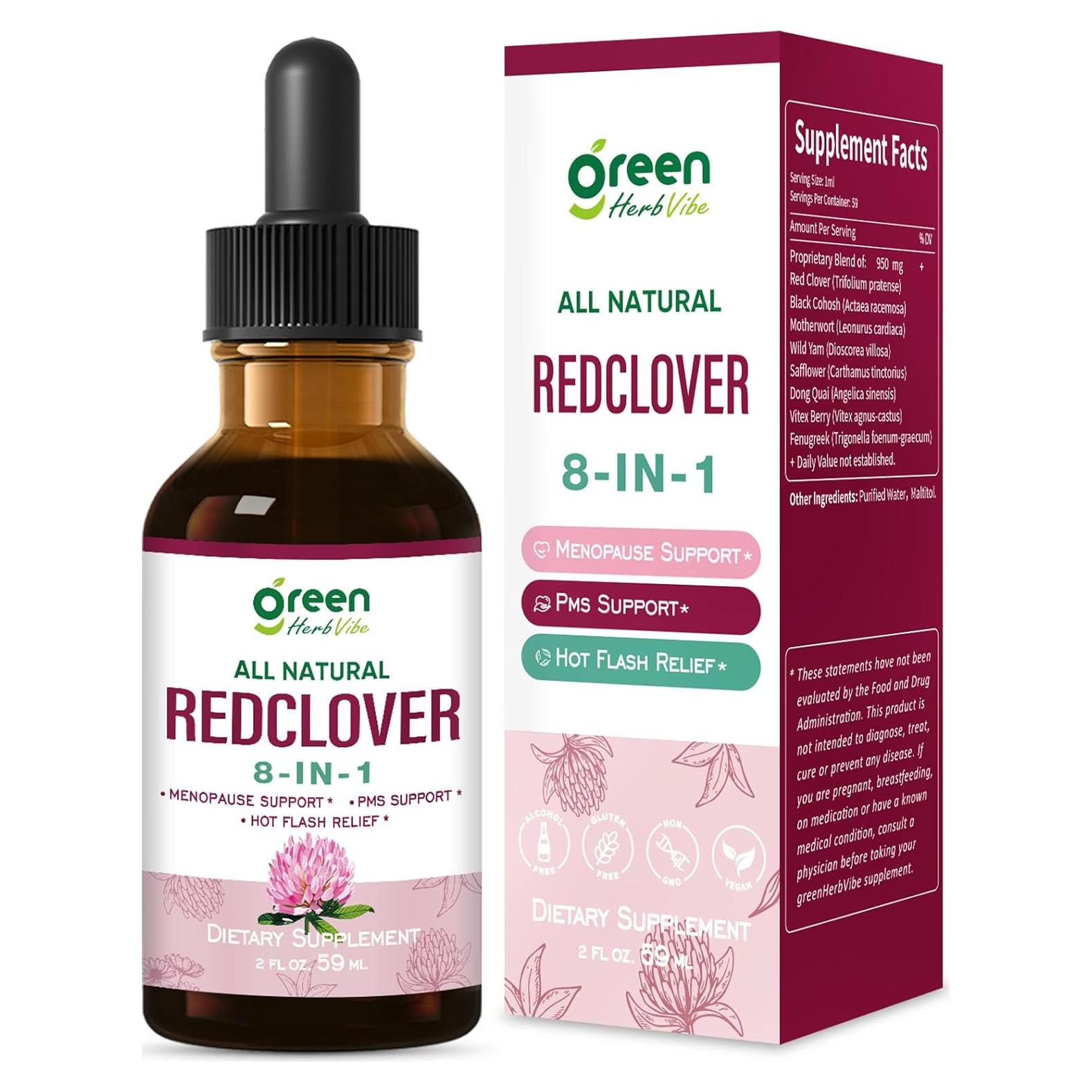 Extracto de Trébol Rojo GreenHerbVibe 60 ml - Suplemento Menopausia