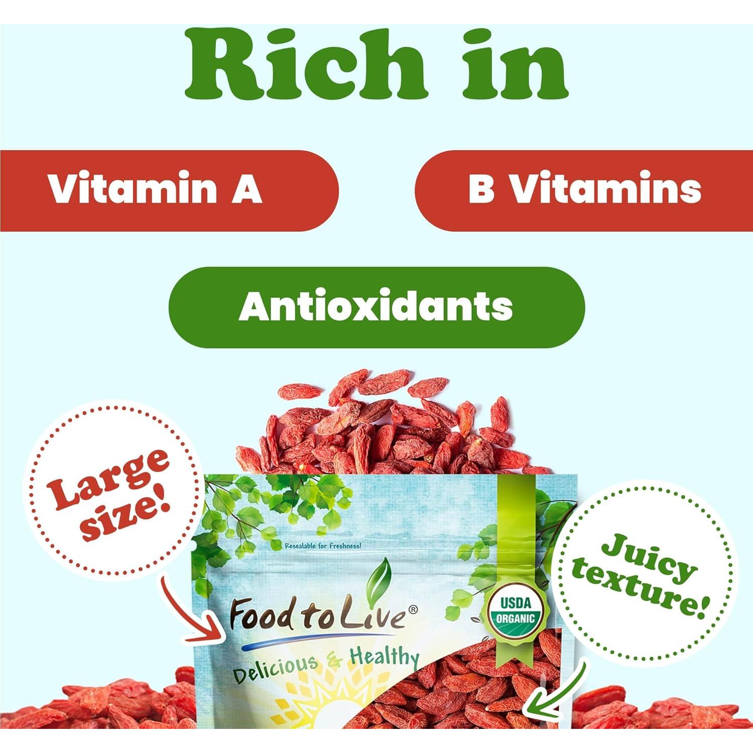 Berries de Goji Orgánicos Food to Live 226g - Secados al Sol