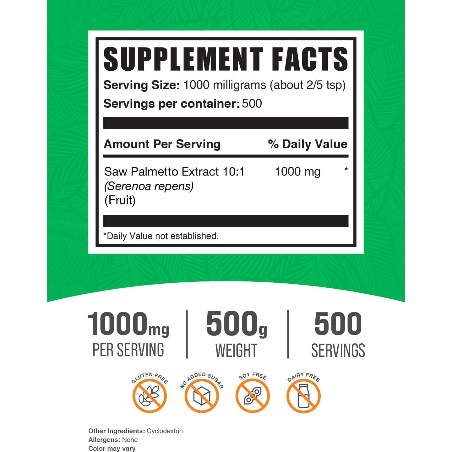 Extracto de Palma Enana en Polvo BulkSupplements 500g Vegano