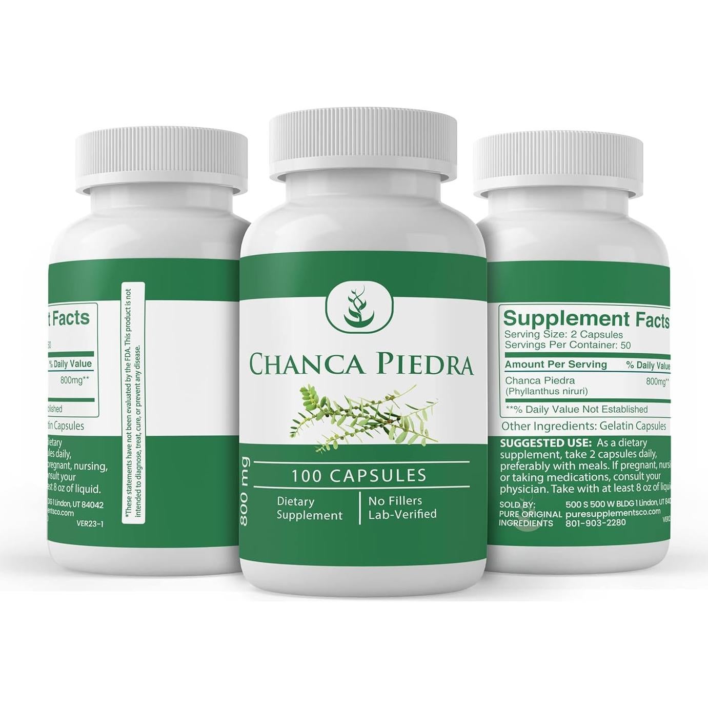 Cápsulas de Chanca Piedra Siempre Puro 100 Unidades