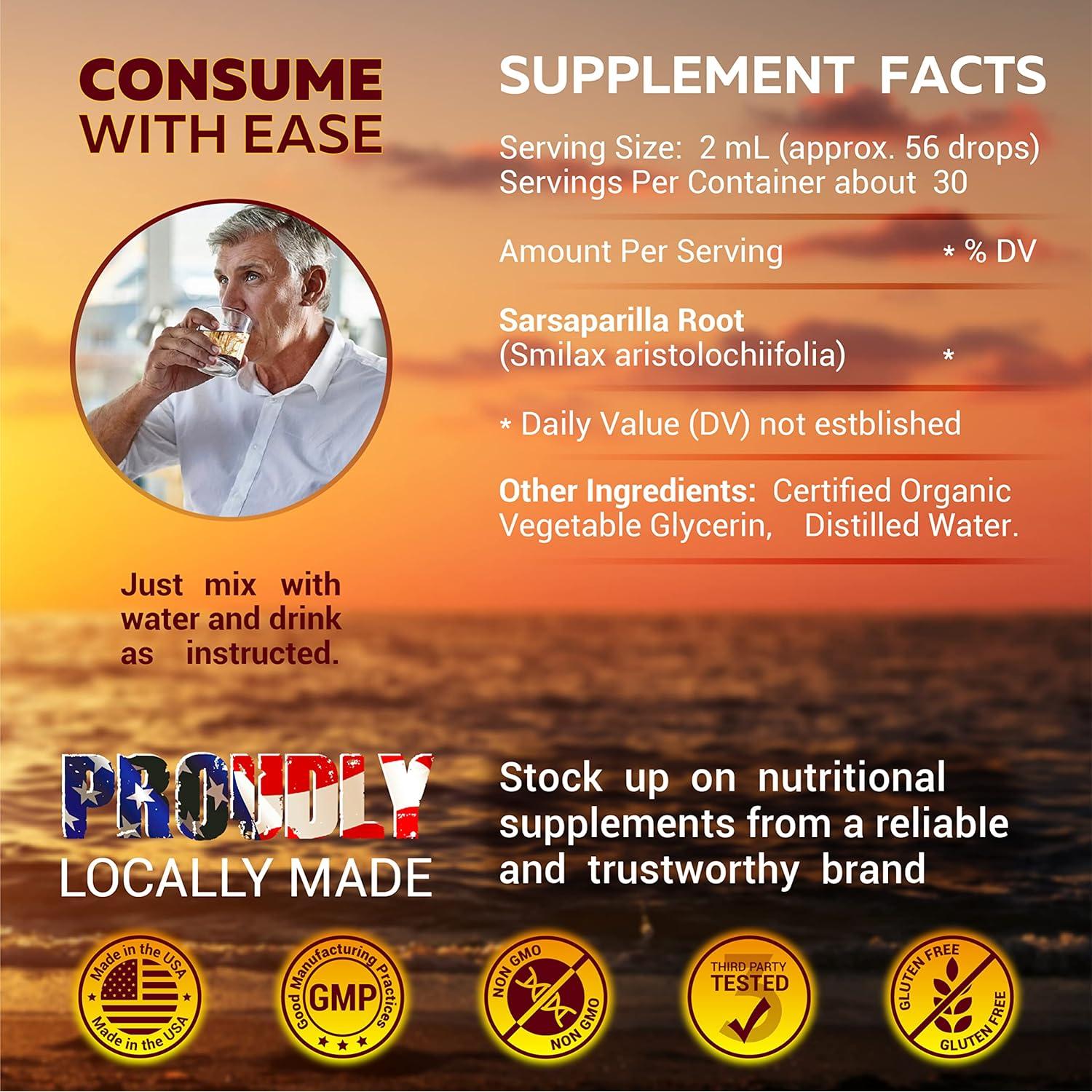 Tintura de Raíz de Sarsaparilla FabLab - 59 ml - Sin Alcohol