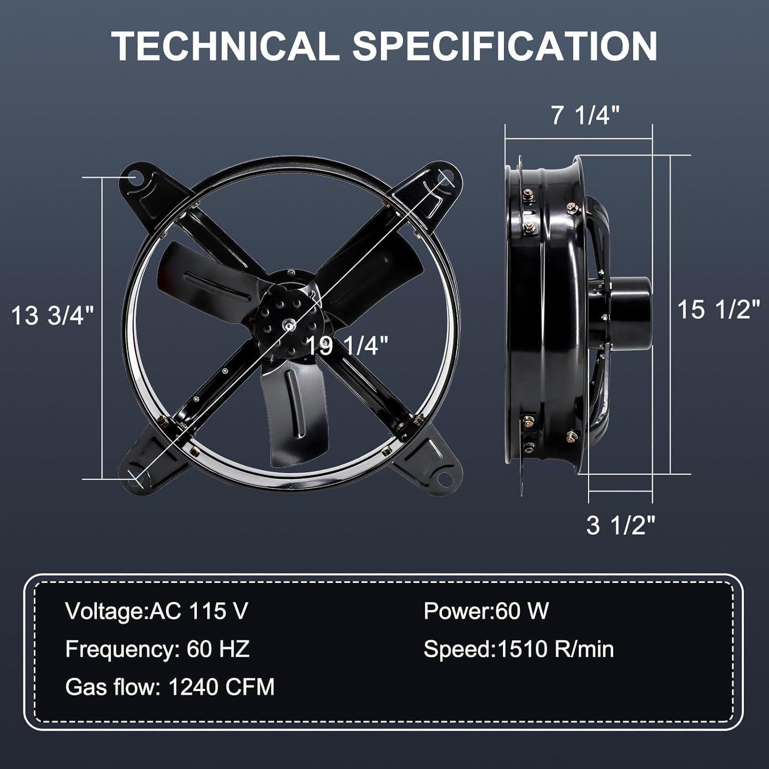 Ventilador de Ático Criditpid 14" con Termostato 1240CFM