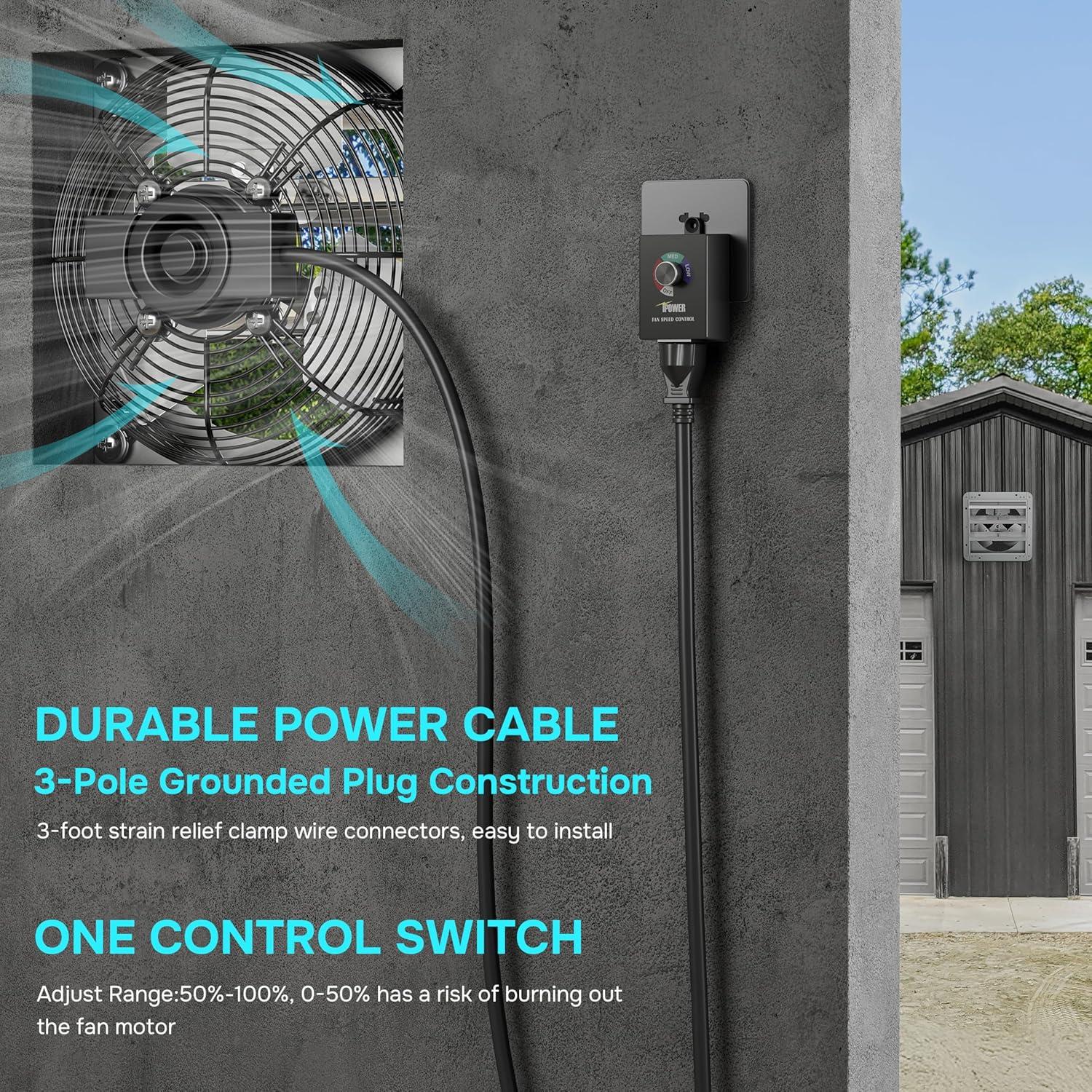 Ventilador de Escape iPower 12" con Controlador de Velocidad