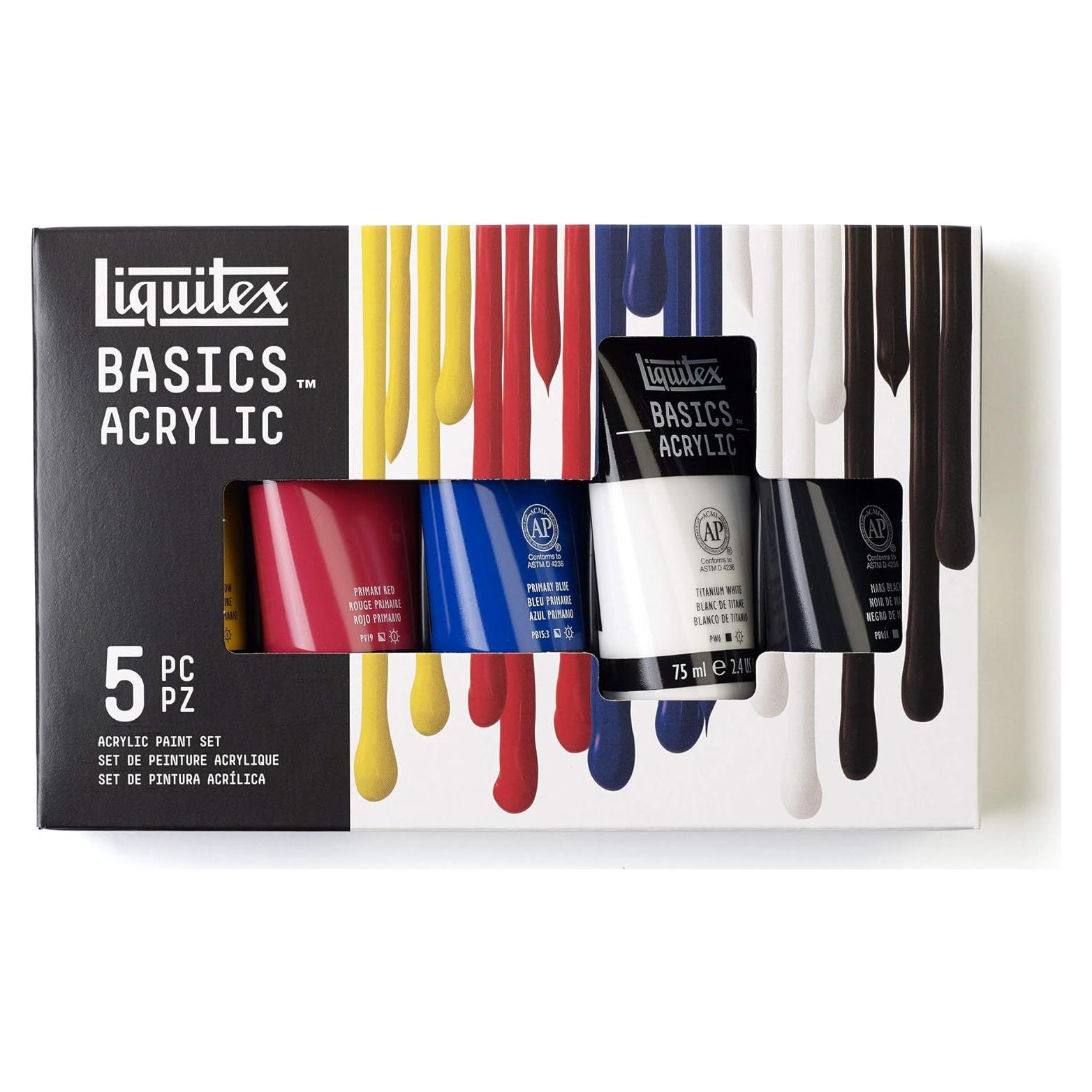 Juego de Pintura Acrílica Liquitex Basics 5 x 75 ml Colores Brillantes