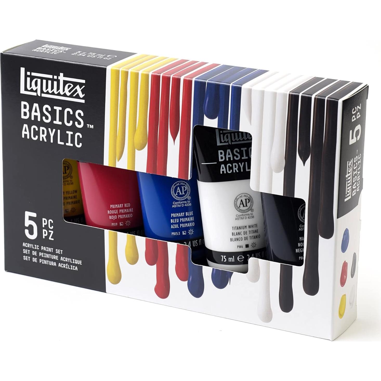 Juego de Pintura Acrílica Liquitex Basics 5 x 75 ml Colores Brillantes