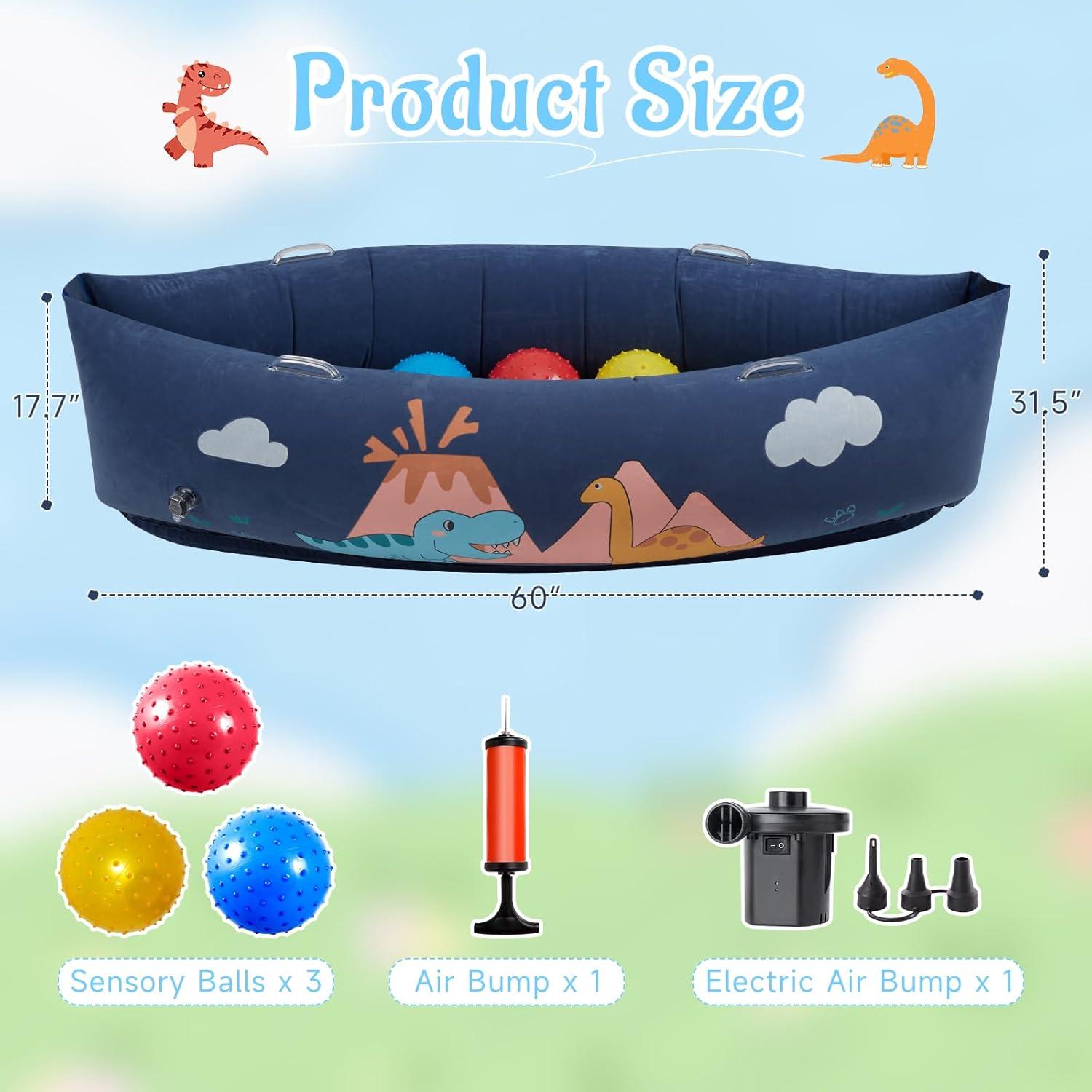 Silla Sensorial Inflable MOOZHEALTH Dinosaurio Azul 152cm