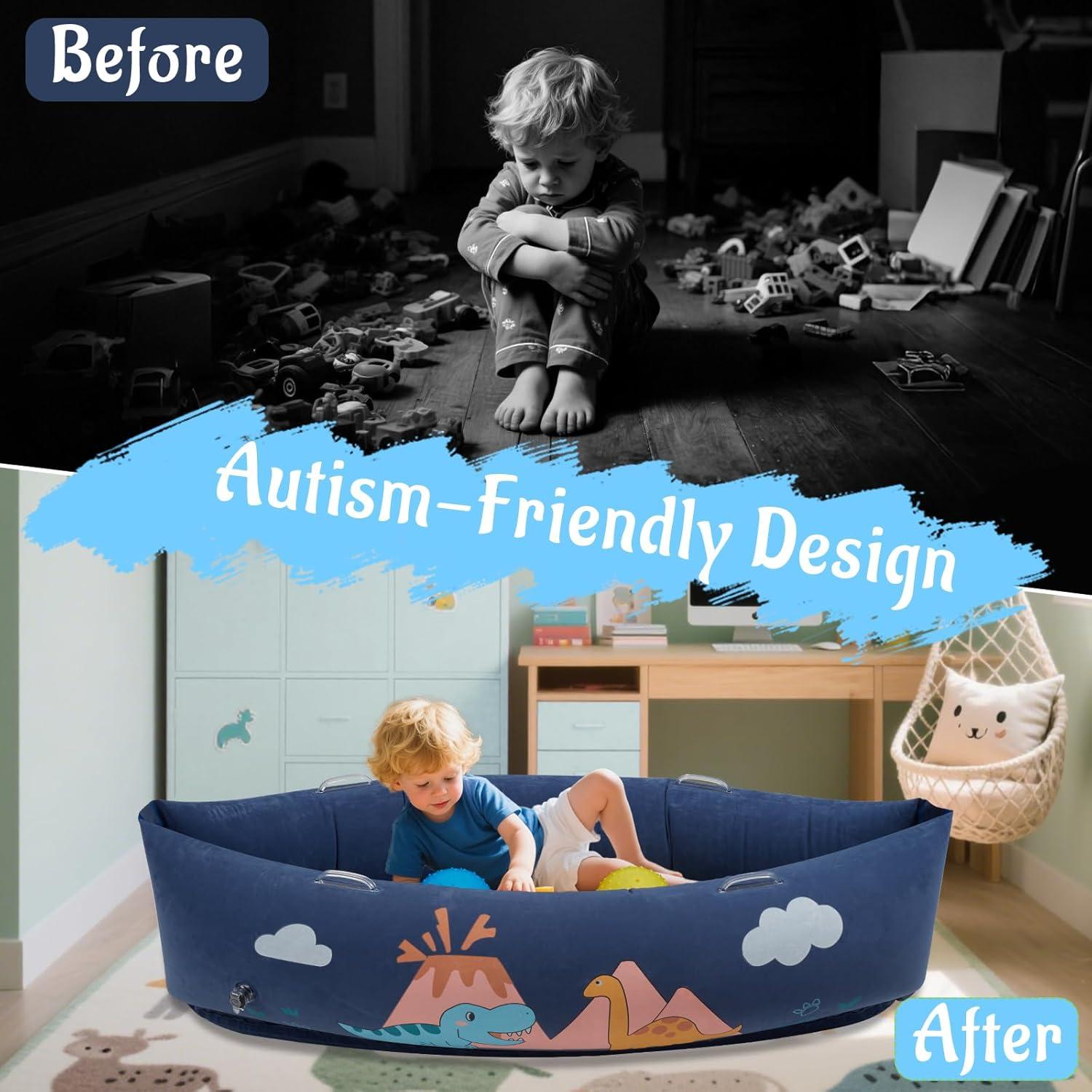 Silla Sensorial Inflable MOOZHEALTH Dinosaurio Azul 152cm