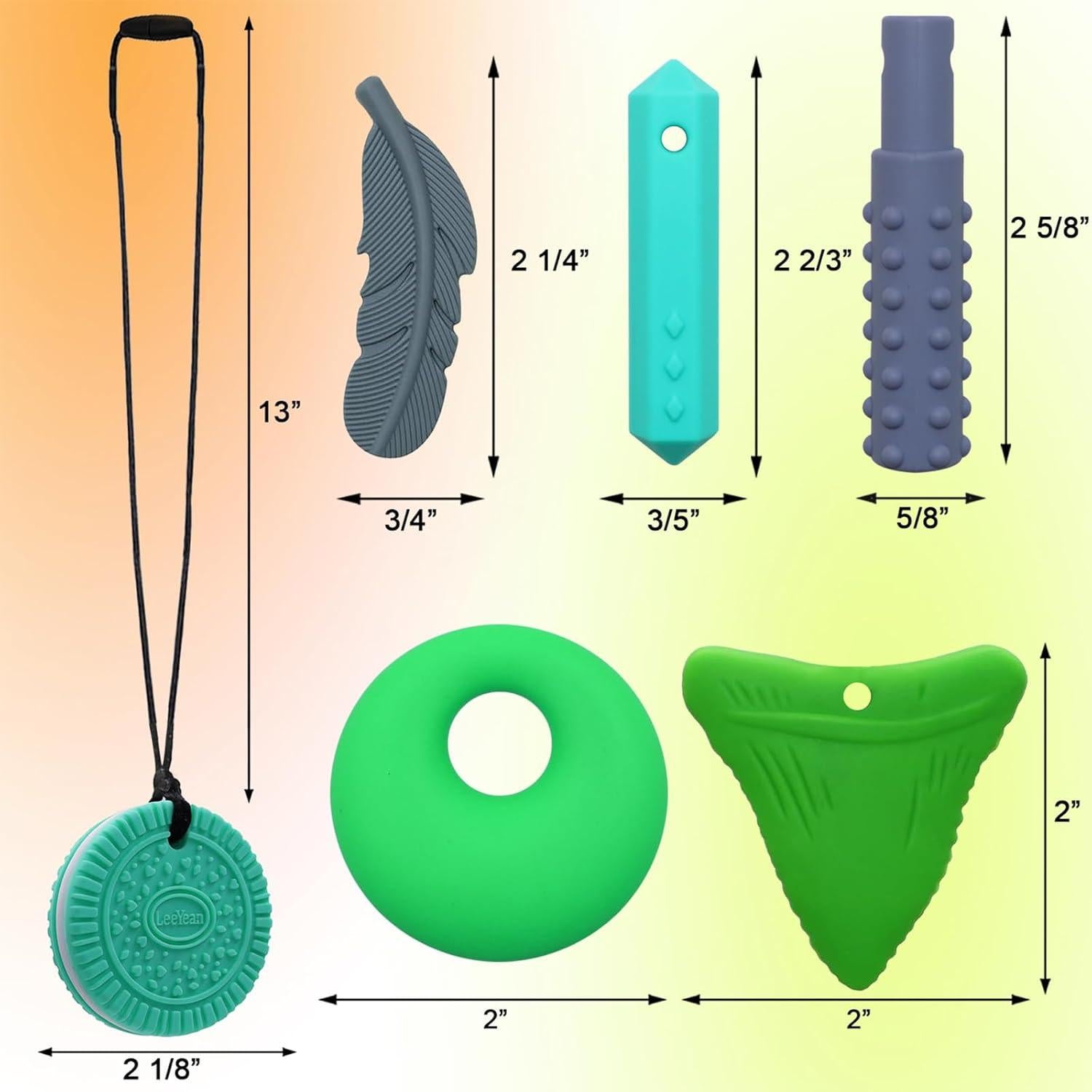 Collares Masticables Sensoriales LeeYean - Pack de 6 Silicona