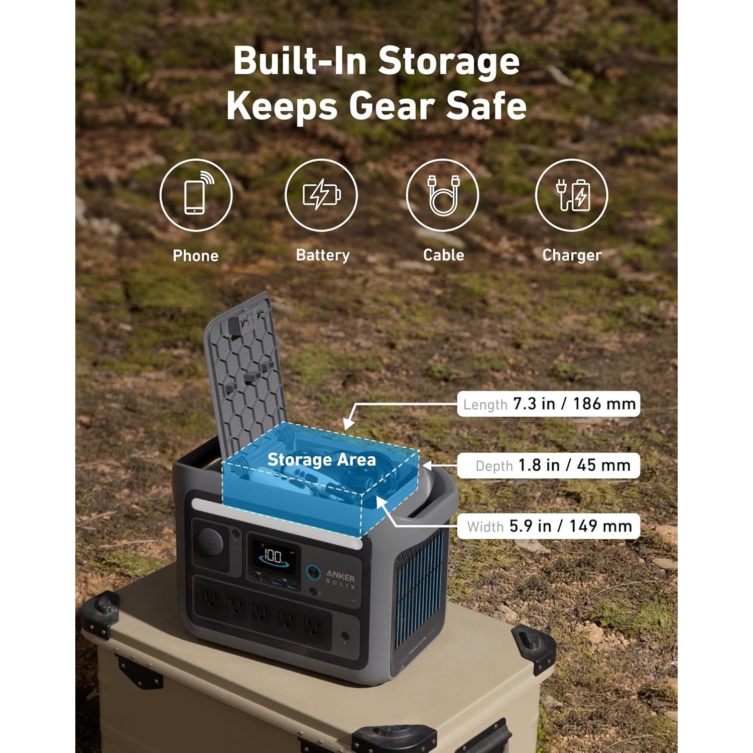 Estación de Energía Portátil Anker SOLIX C800, 1200W, 768Wh