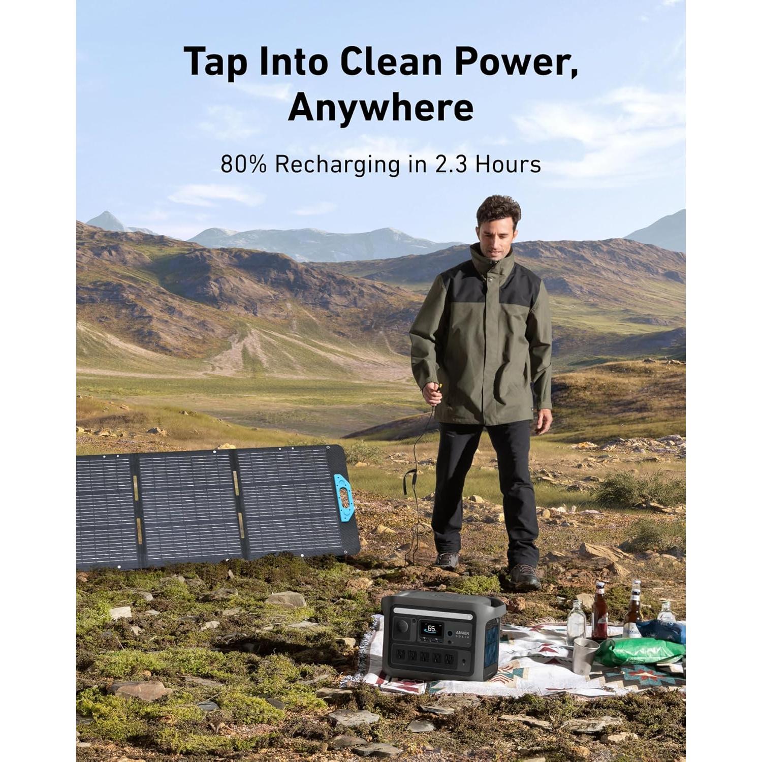 Estación de Energía Portátil Anker SOLIX C800, 1200W, 768Wh