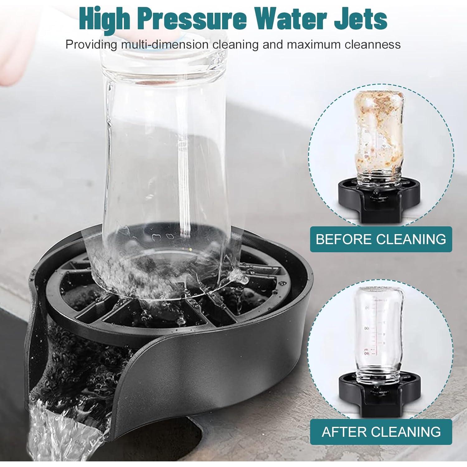 Enjuagador de Vidrio MQFORU Negro con Boquilla Rotativa 360°