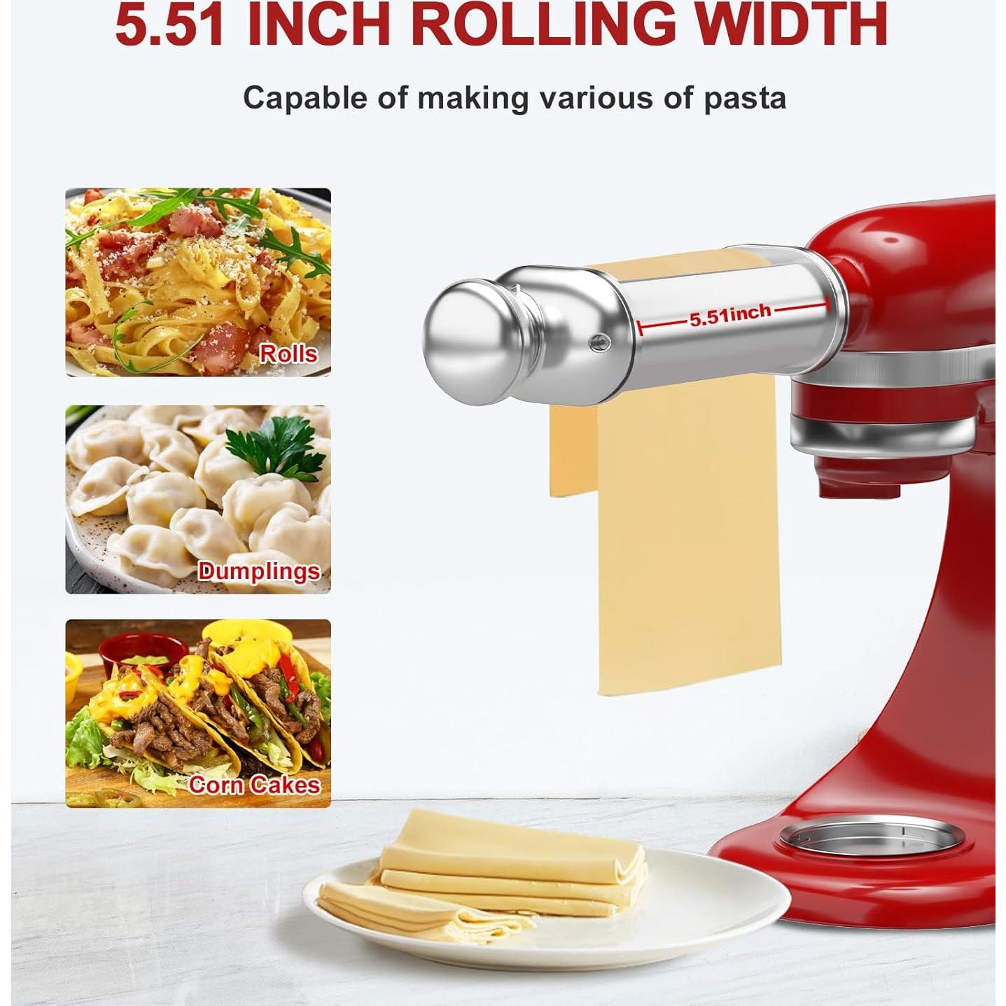 Rodillo de Pasta ZACME para Mezclador KitchenAid - Acero Inoxidable, 8 Niveles