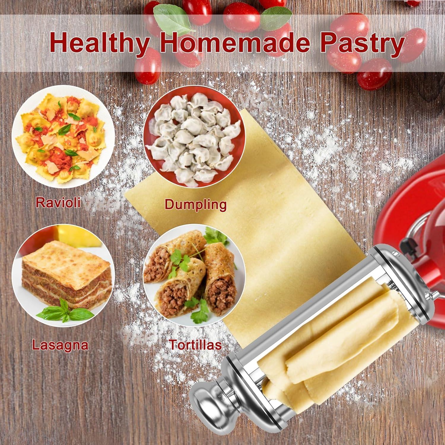 Rodillo de Pasta ZACME para Mezclador KitchenAid - Acero Inoxidable, 8 Niveles