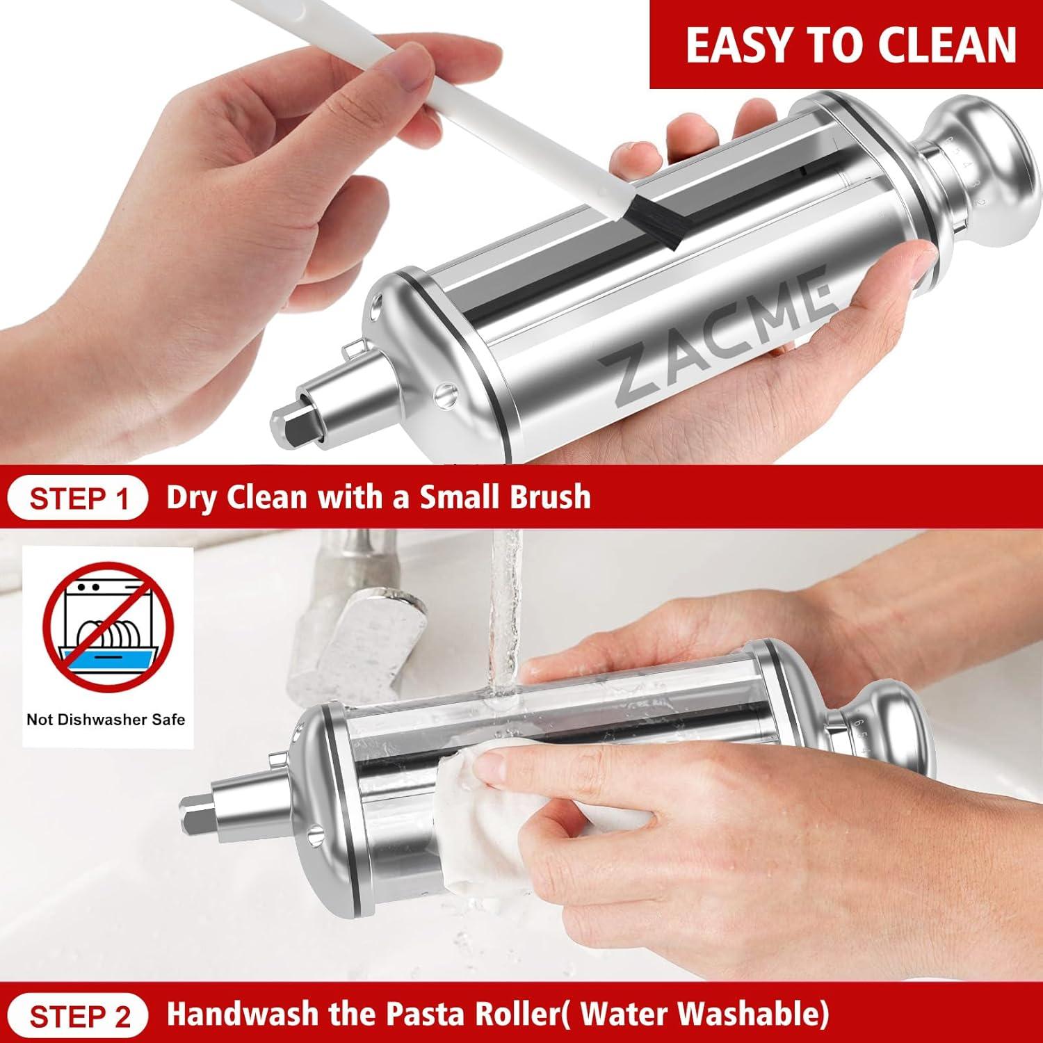 Rodillo de Pasta ZACME para Mezclador KitchenAid - Acero Inoxidable, 8 Niveles