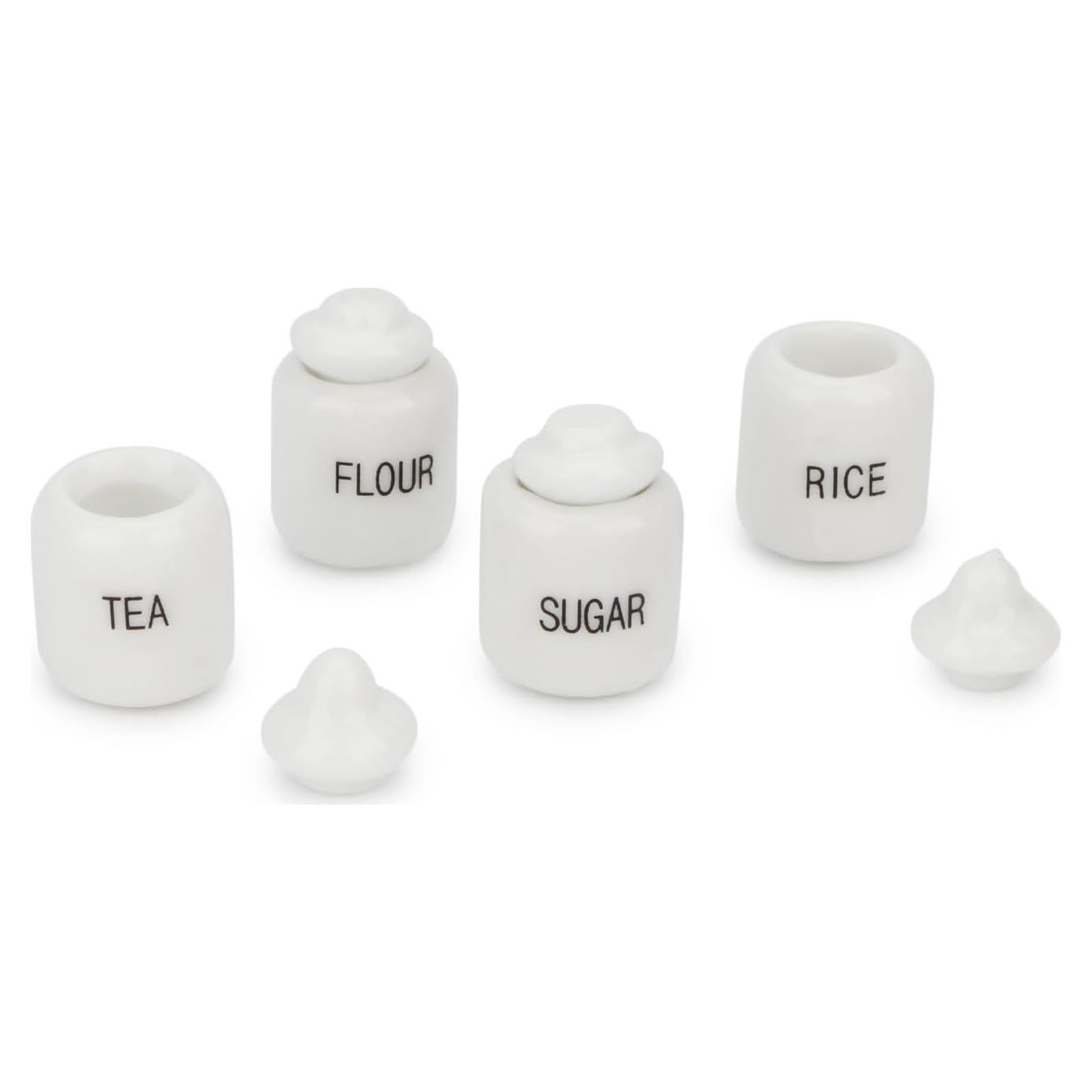 Juego de 4 Tarros de Azúcar Miniatura Cutemini 1:12 Porcelana