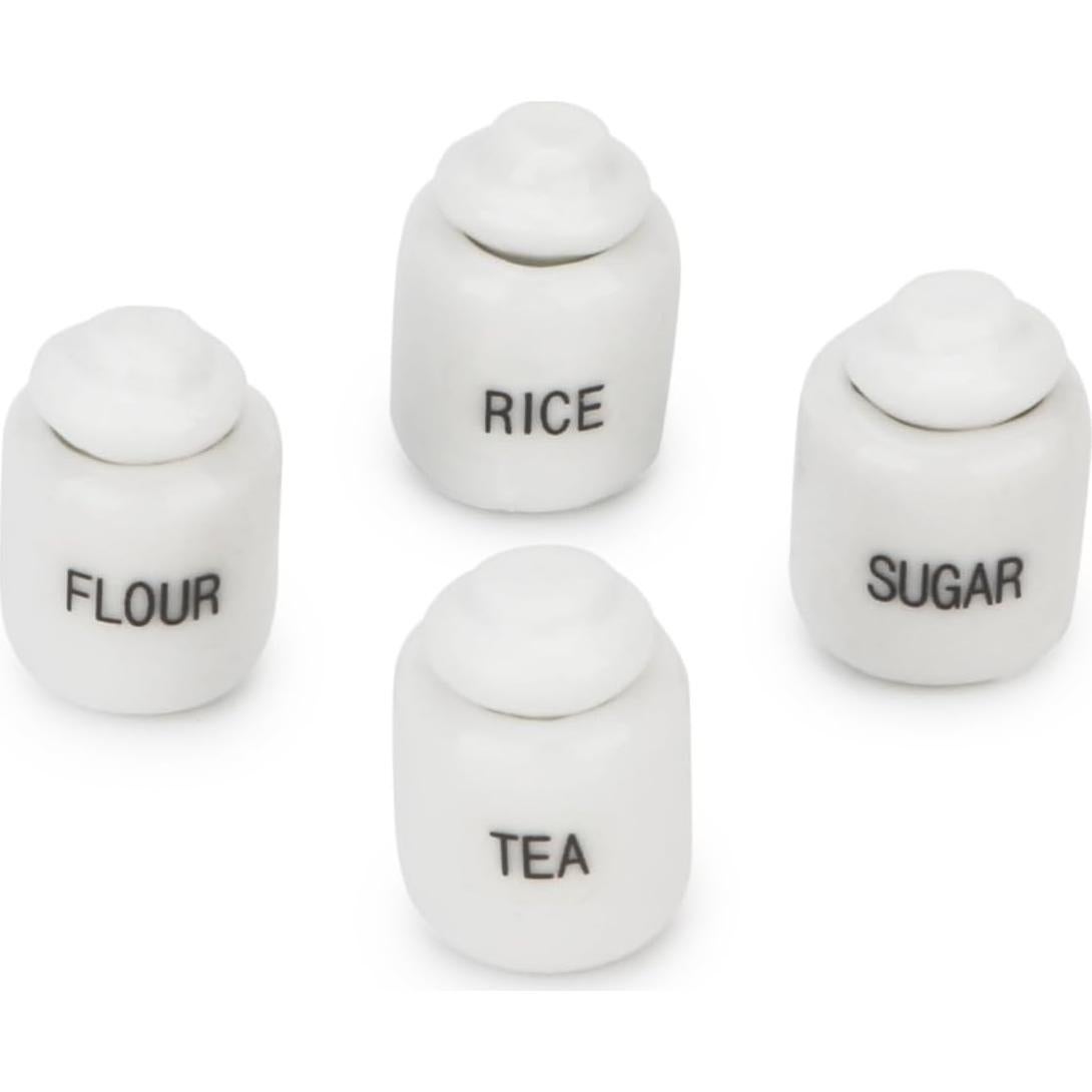 Juego de 4 Tarros de Azúcar Miniatura Cutemini 1:12 Porcelana