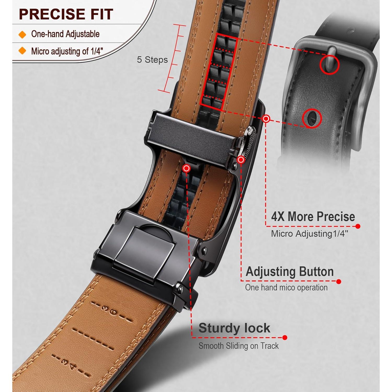 Cinturón Ratchet de Cuero Bulliant para Hombre 3.5 cm Ajustable