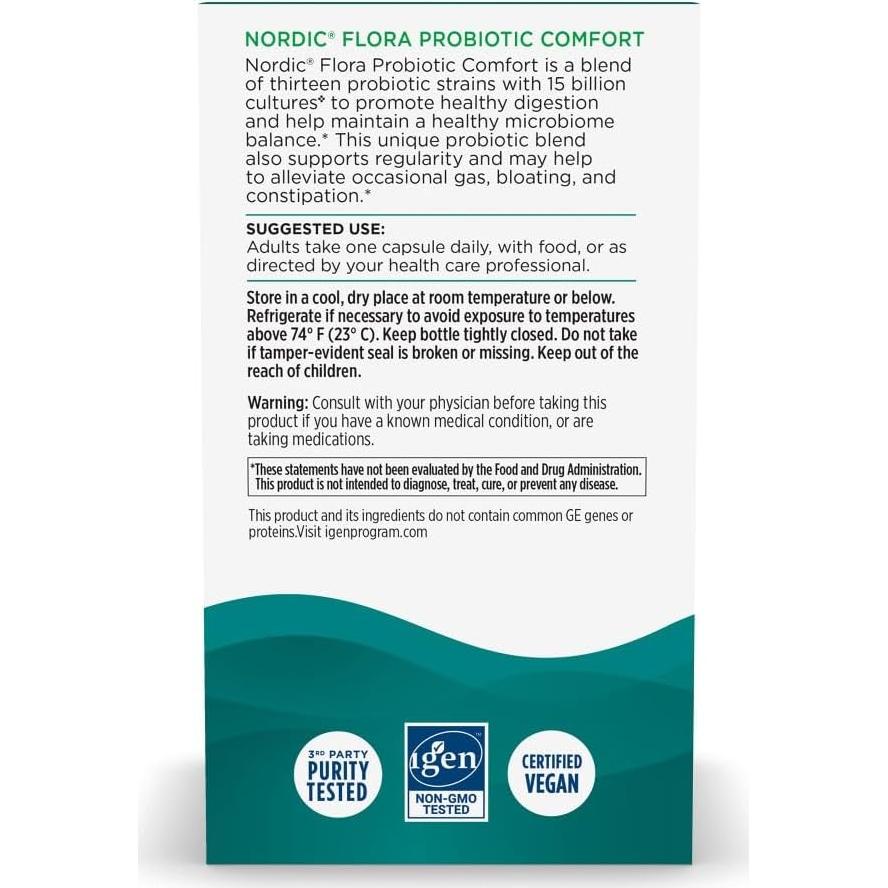 Probiotico Comfort Nordic Naturals - 30 Cápsulas - 13 Cepas