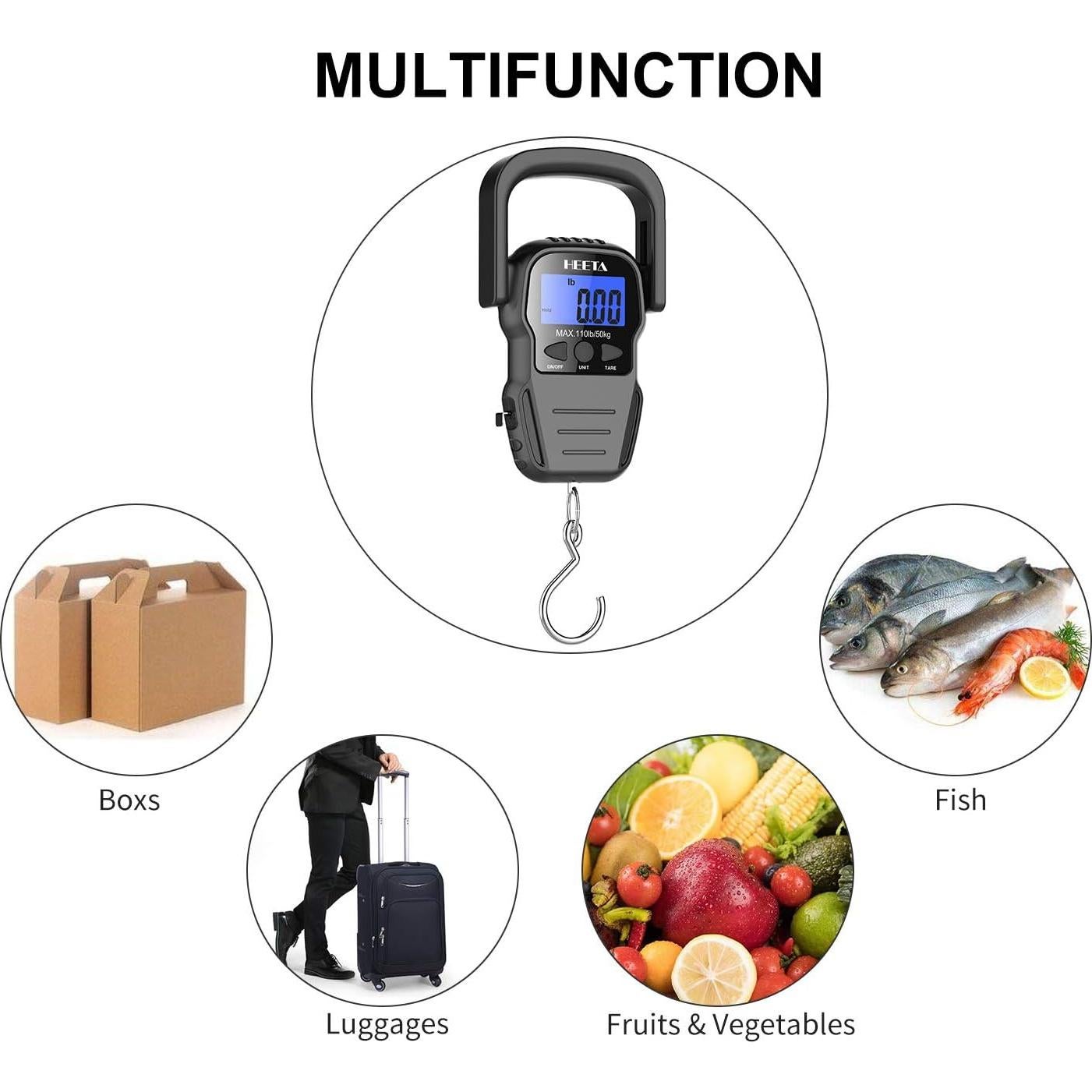 Balanza Digital Portátil HEETA 50kg con Pantalla LCD Retroiluminada