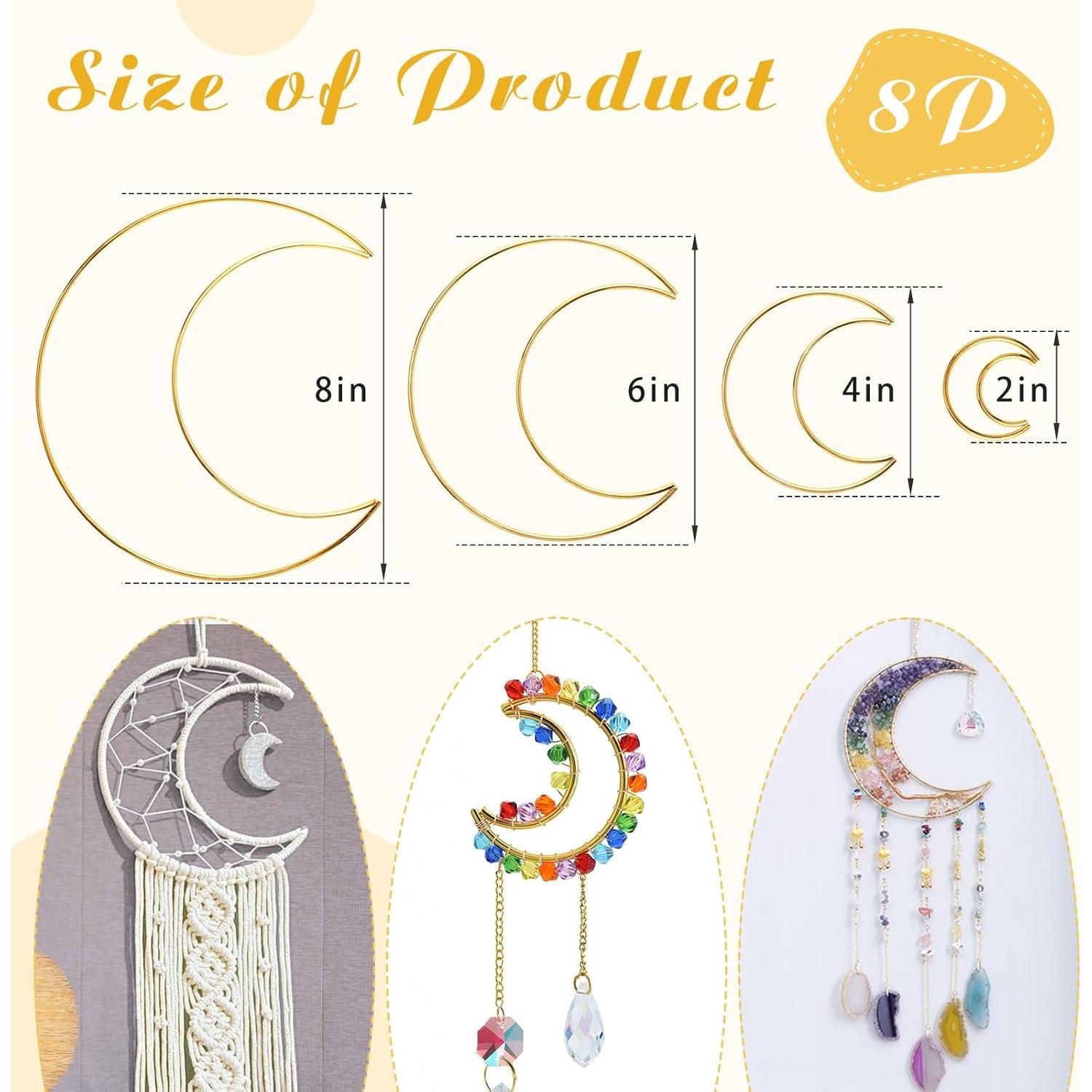 8 Aros de Macramé Dorados Hoedia para Atrapasueños DIY 4 Tamaños