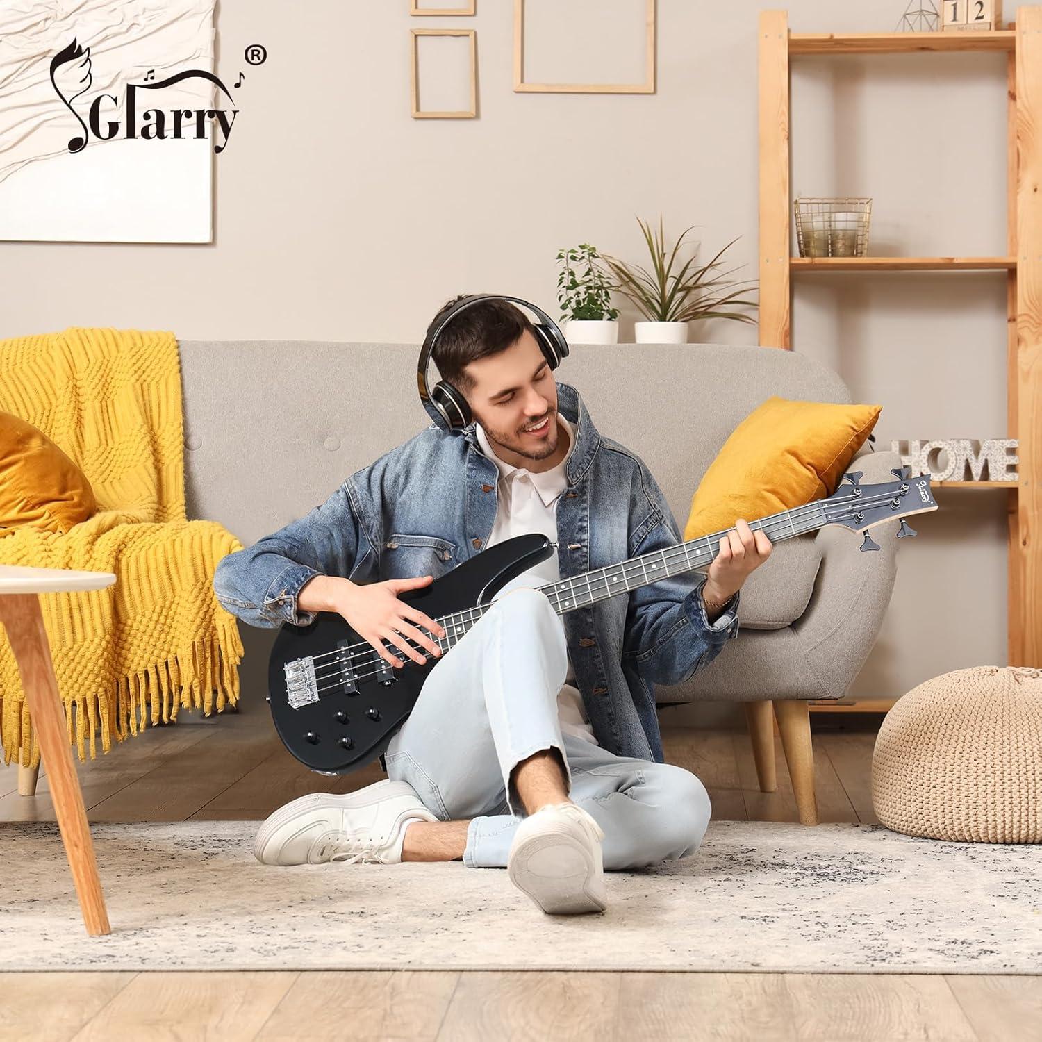 Guitarra Bajo Eléctrico Glarry 4 Cuerdas Completo Negro