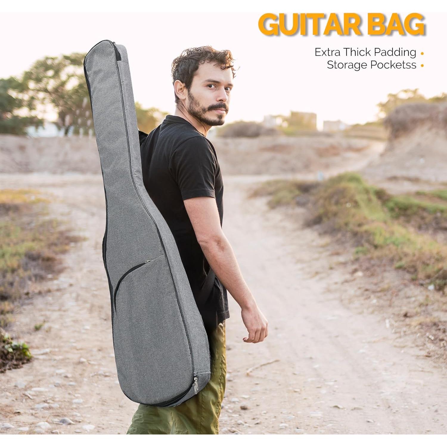 Guitarra Bajo Eléctrico Glarry 4 Cuerdas Completo Negro