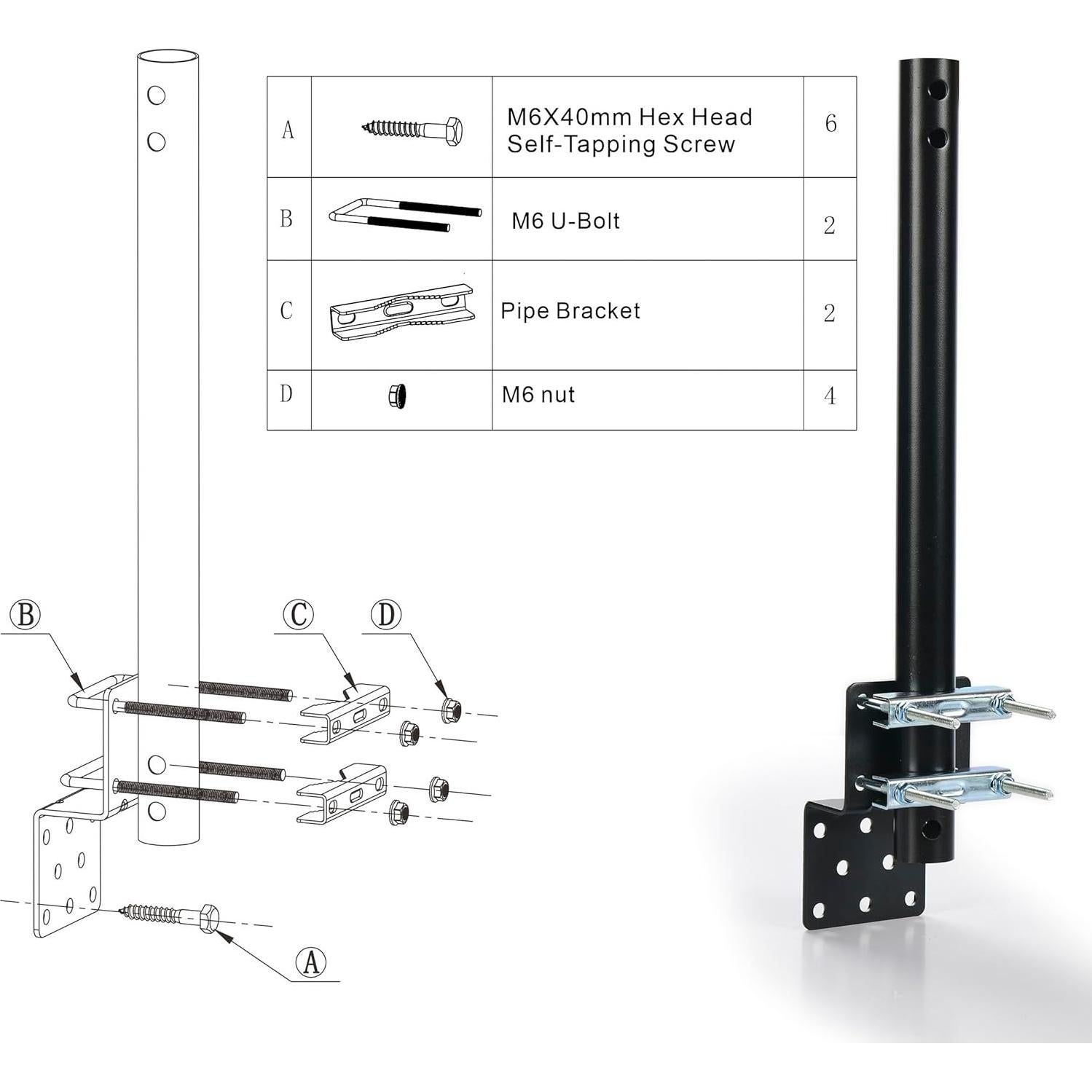 Soporte de Poste CEKAY para Antenas Exteriores 41.91 cm