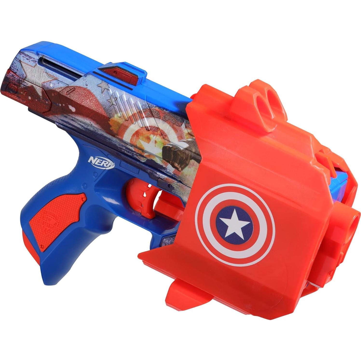 Blaster Nerf Marvel Capitán América con 10 Dardos Elite