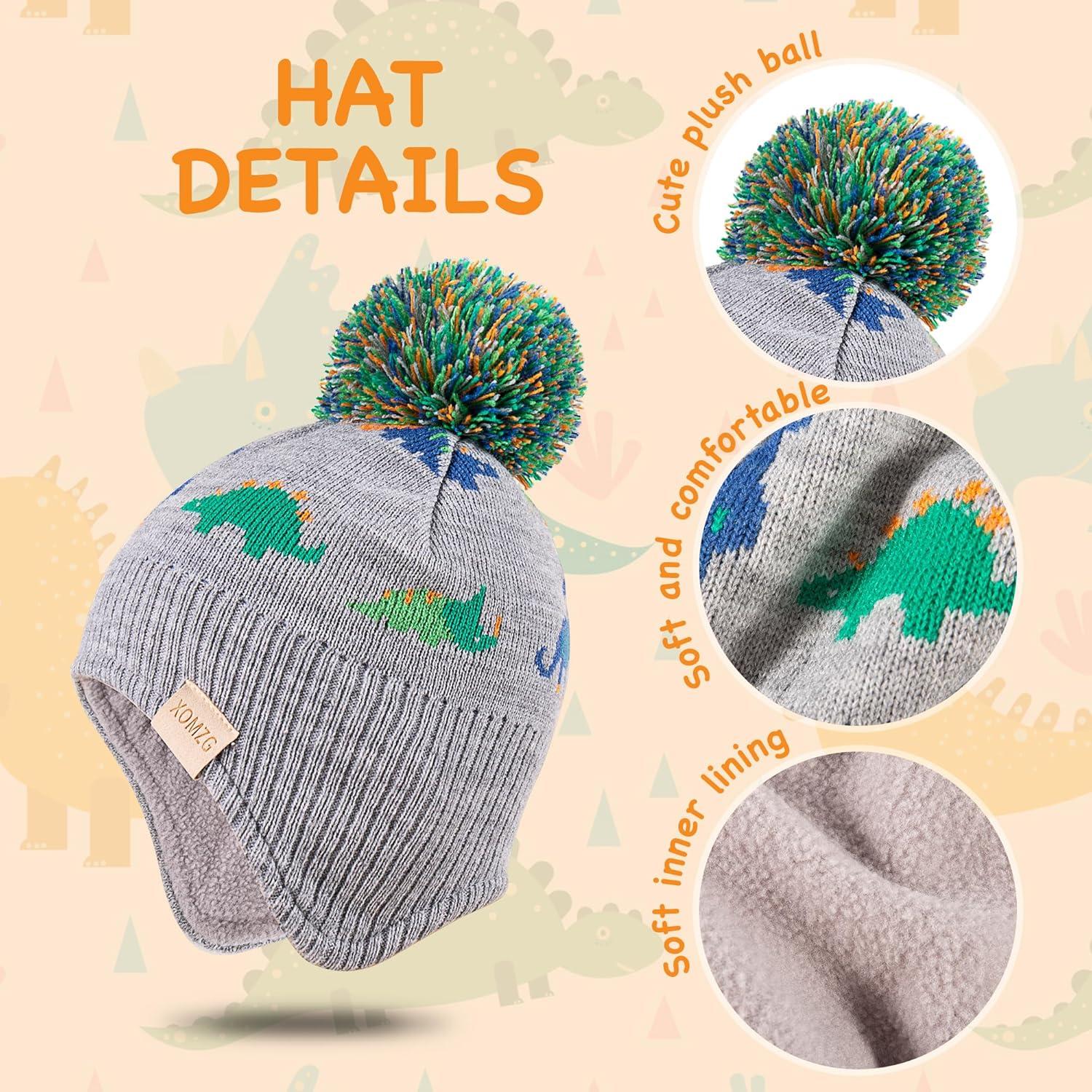 Gorro Beanie para Niños con Orejeras y Bufanda - 100% Acrílico