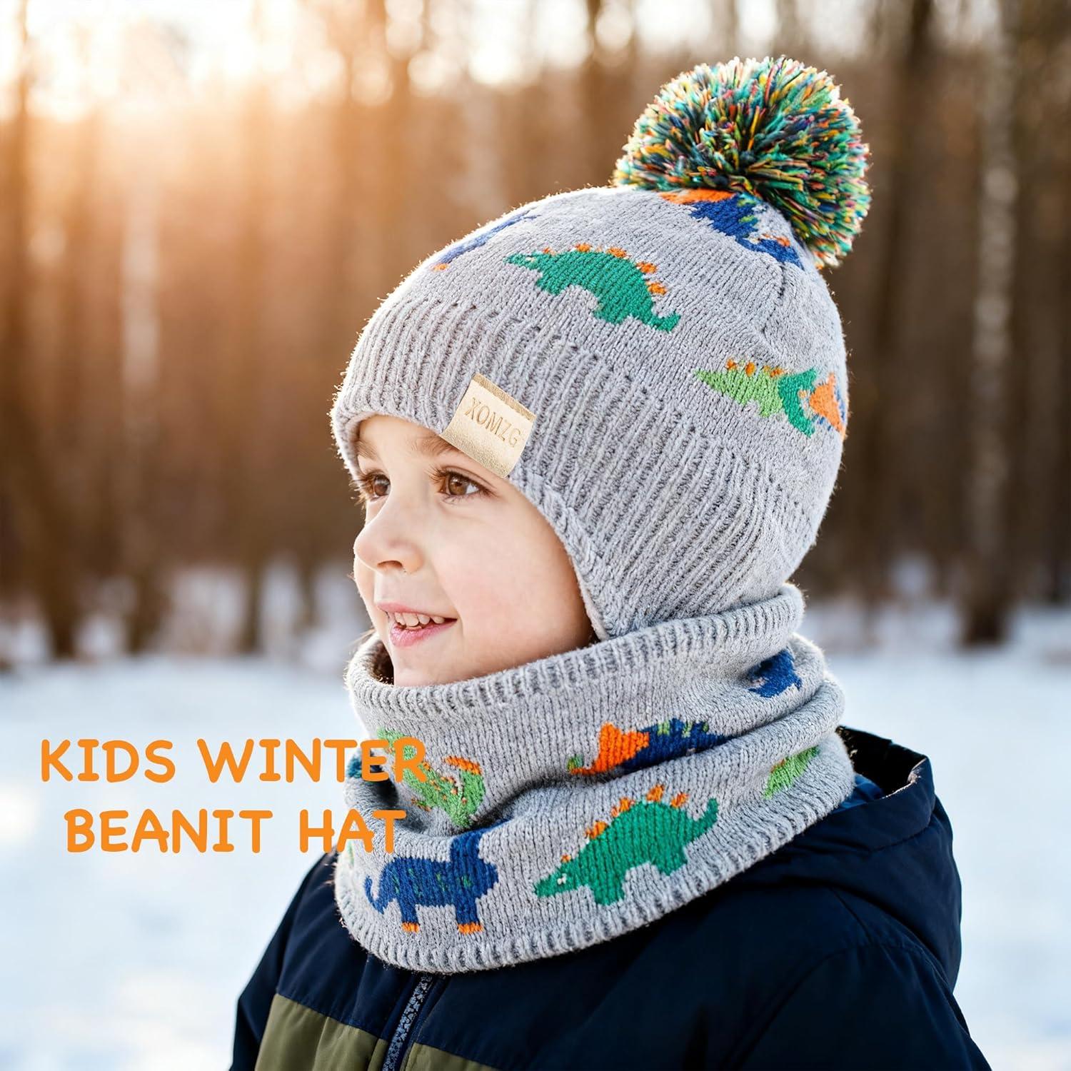 Gorro Beanie para Niños con Orejeras y Bufanda - 100% Acrílico