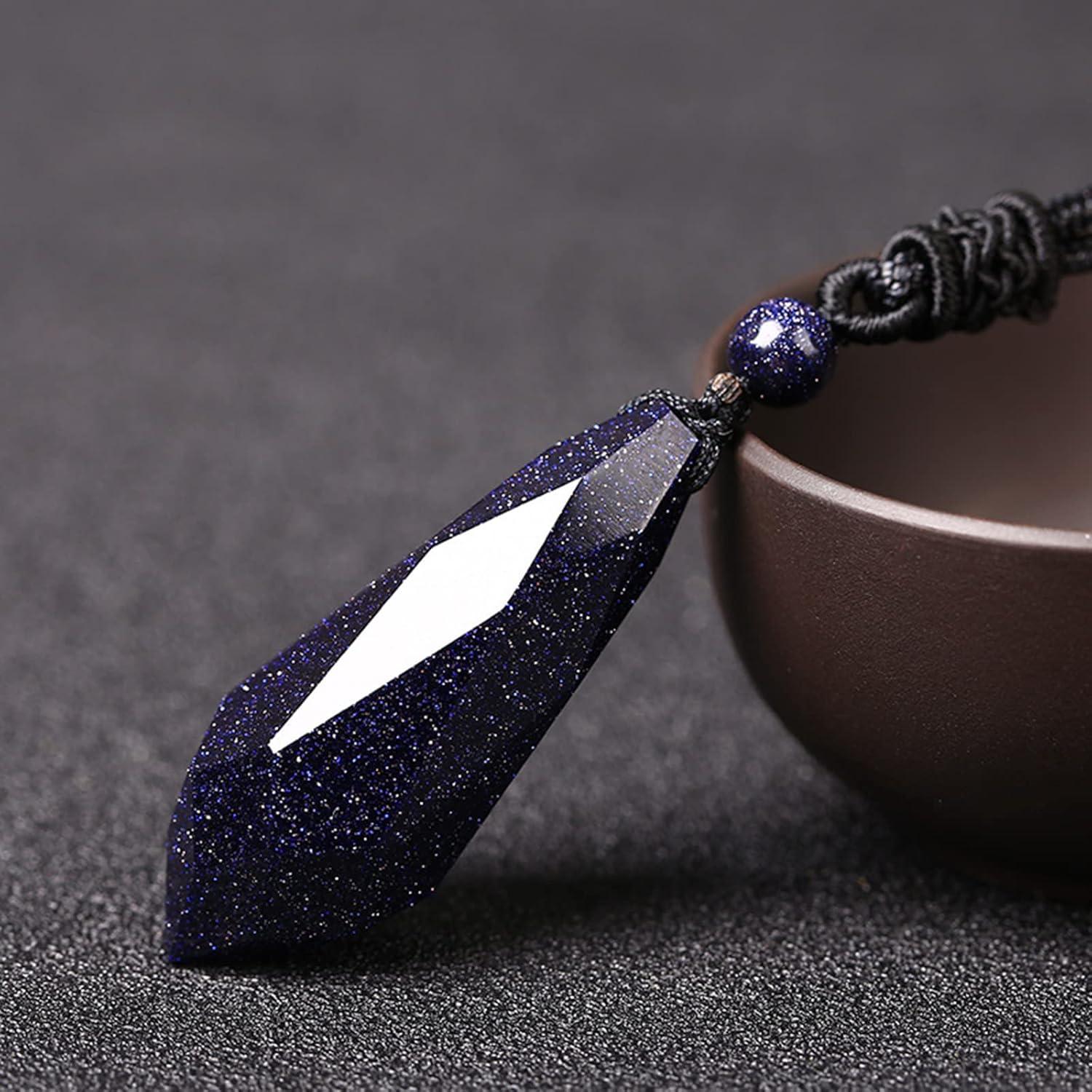 Collar Colgante de Arena Azul con Cadena de Perlas - Amuleto