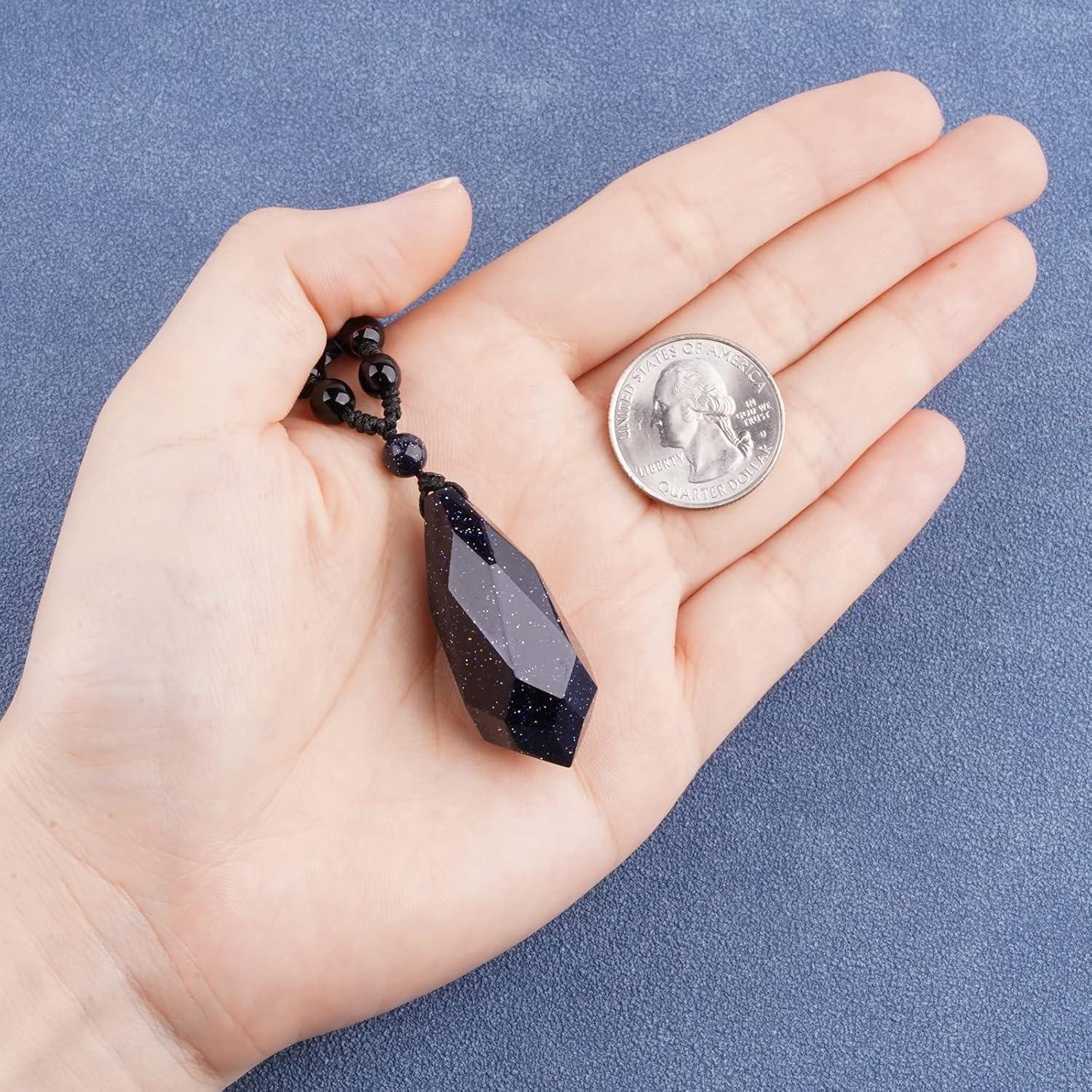 Collar Colgante de Arena Azul con Cadena de Perlas - Amuleto