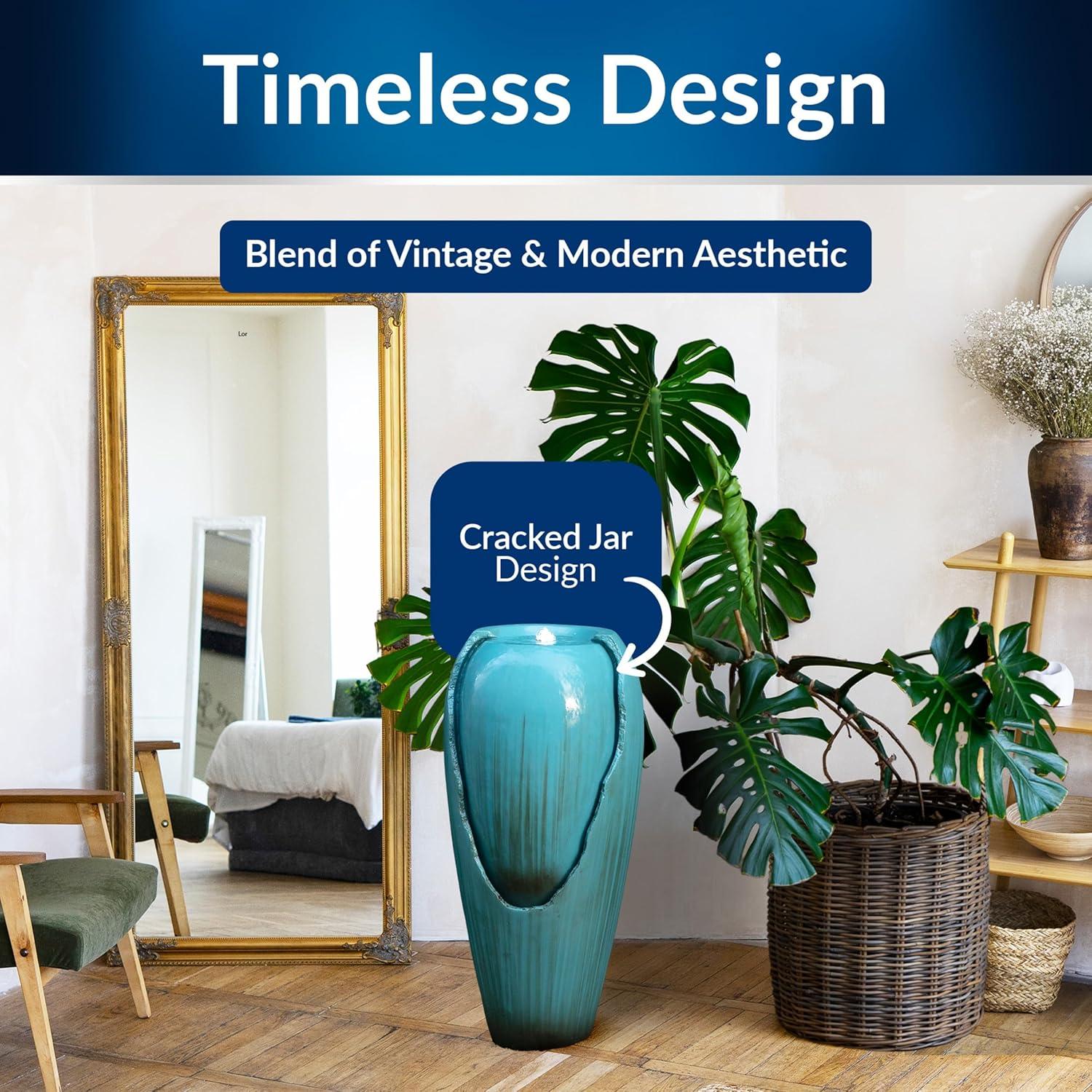 Fuente de Agua de Jarra Antigua Alpine 33"H Turquesa LED