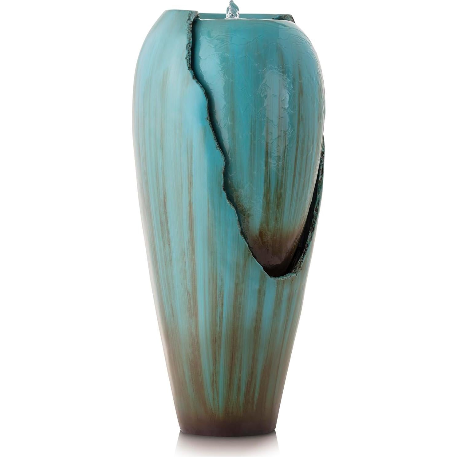 Fuente de Agua de Jarra Antigua Alpine 33"H Turquesa LED