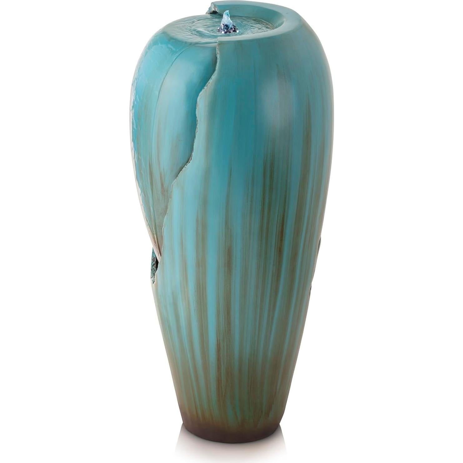 Fuente de Agua de Jarra Antigua Alpine 33"H Turquesa LED