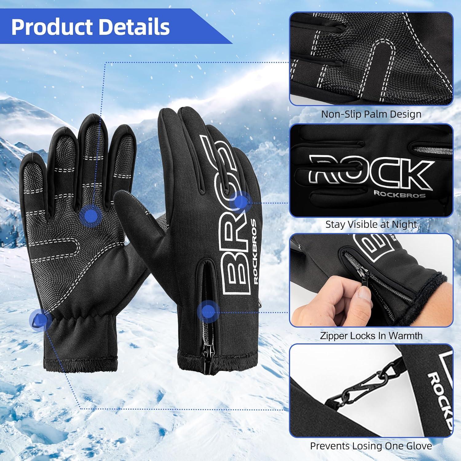 Guantes de Ciclismo Invernales ROCKBROS Unisex Resistentes al Agua