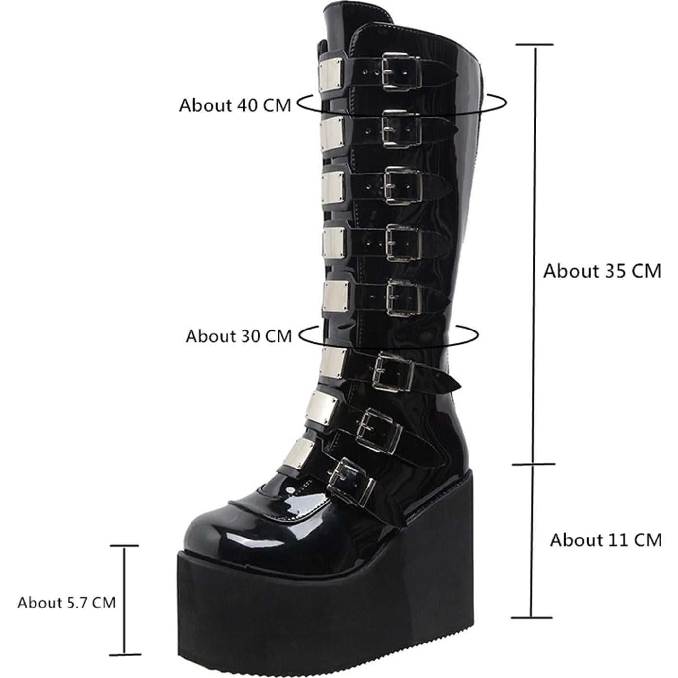 Botas de Plataforma Gruesa HINDOLA para Mujeres - Negro 11cm