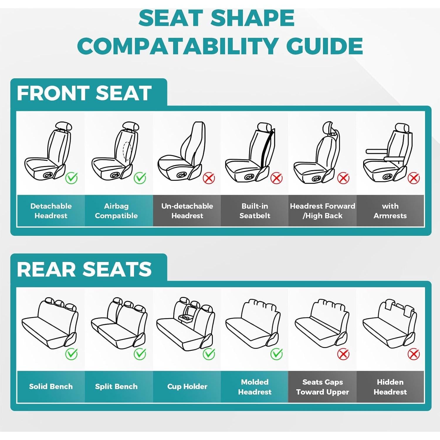Cubiertas de Asientos de Coche FEINEPRO Juego Completo Beige