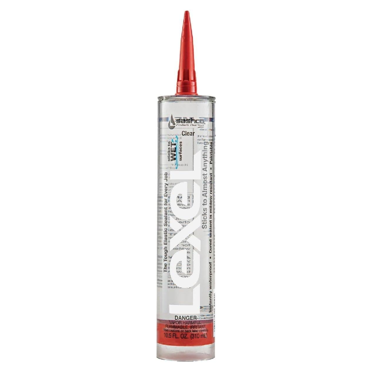 Sellador transparente Sashco Lexel 10.5 oz - Adhesivo caucho