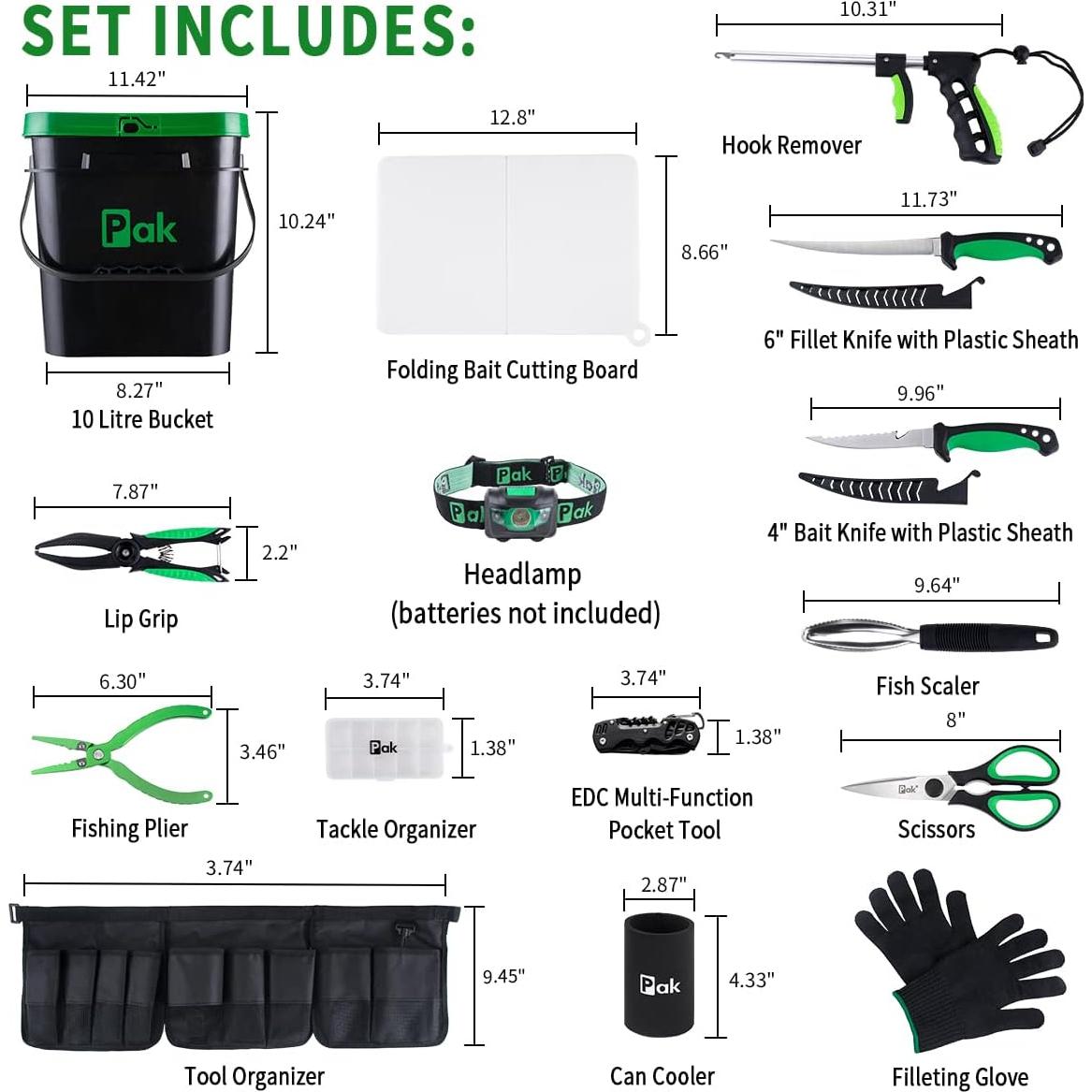 Kit de Pesca Pak con Cuchillo de Filete 15.24 cm y Balde 9.46L