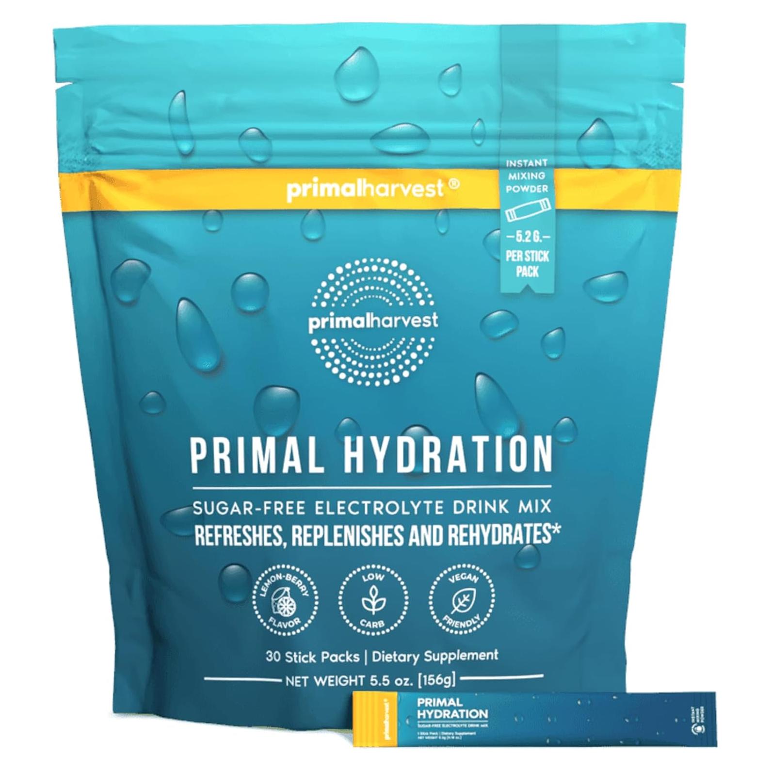 Polvo de Electrolitos Primal Harvest Limón 30 Paquetes