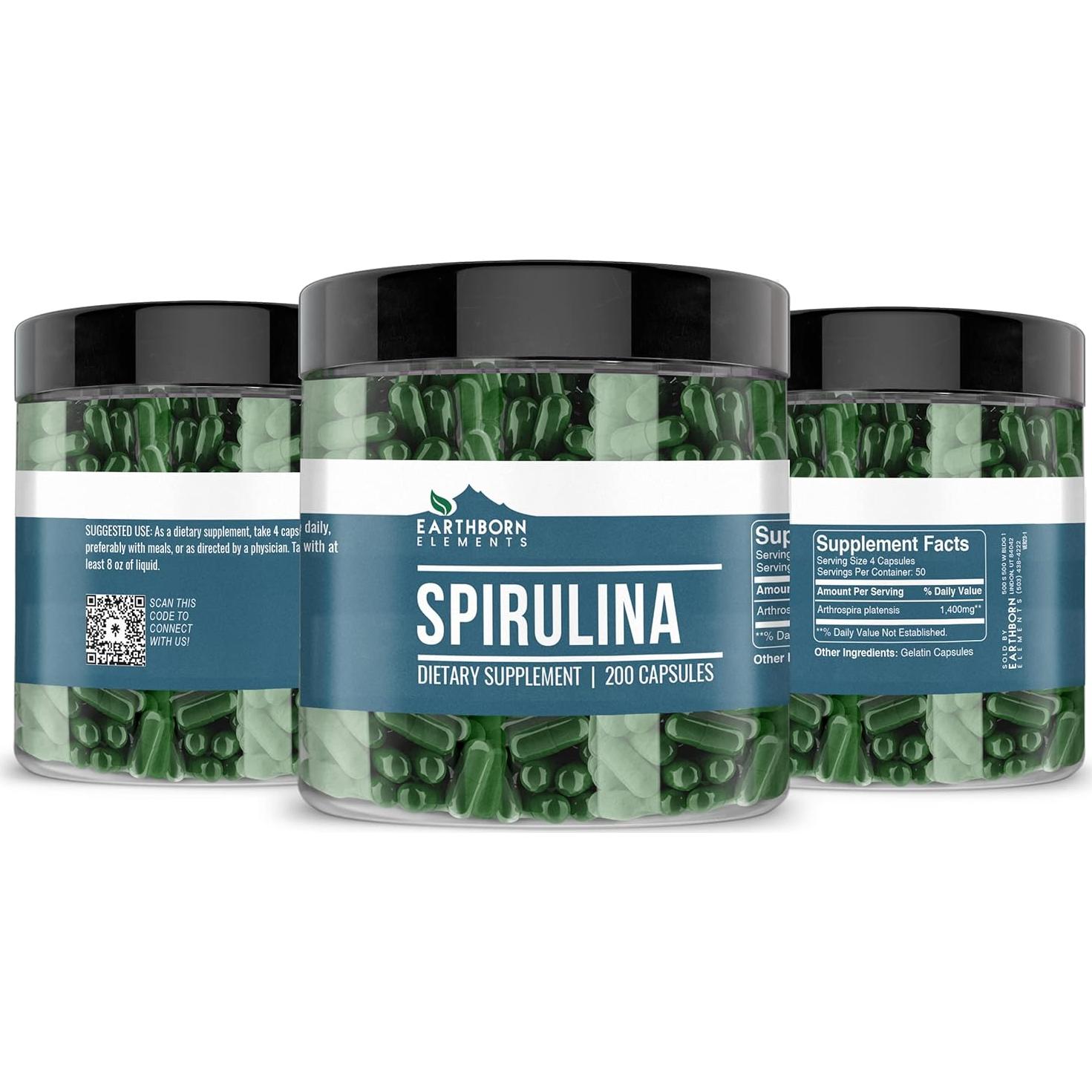 Cápsulas de Espirulina Elementos de la Tierra 200 Unidades