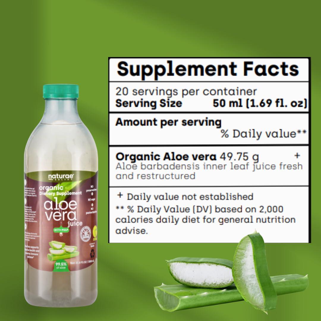 Jugo de Aloe Vera Orgánico Naturae 1000 ml con Pulpa